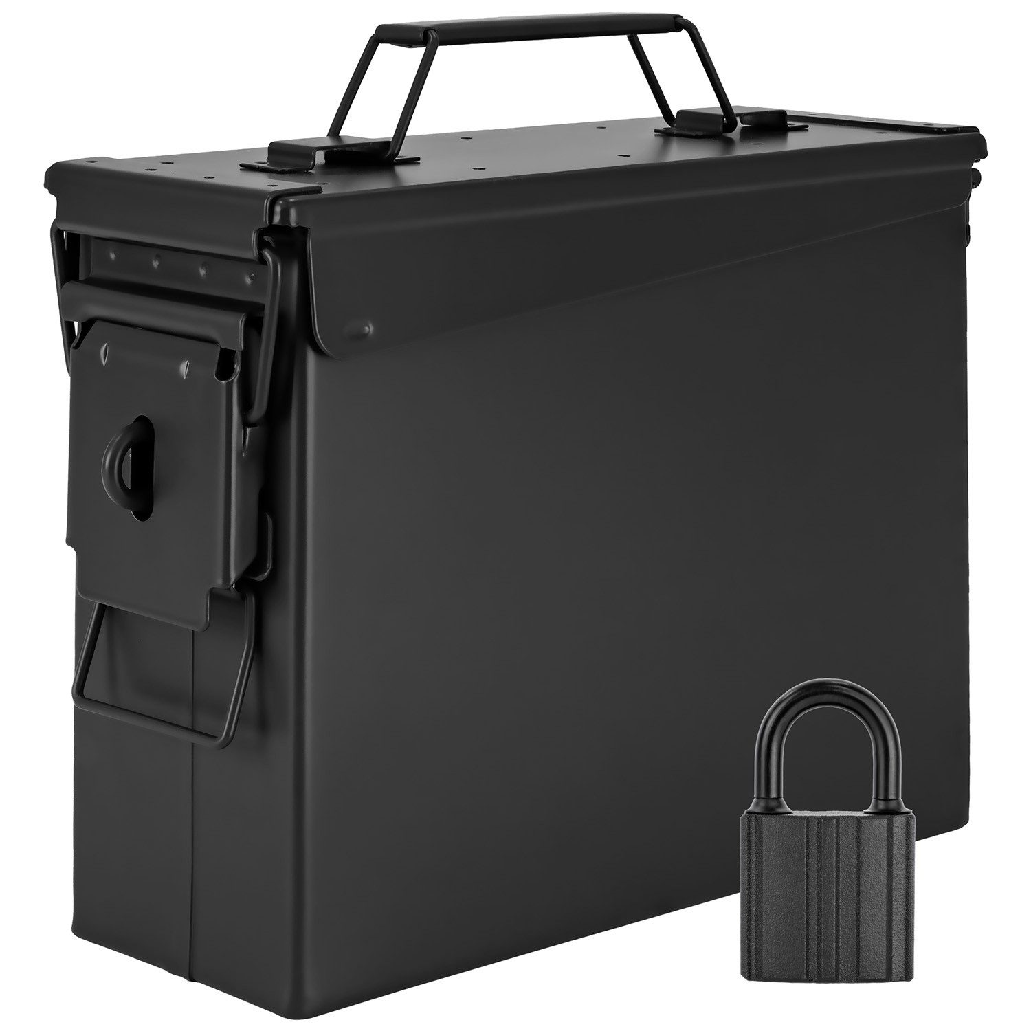 Aufbewahrungsbox Munitionsbox mit Schloss Box Metallkiste 28x10x22 cm Schwarz Metall