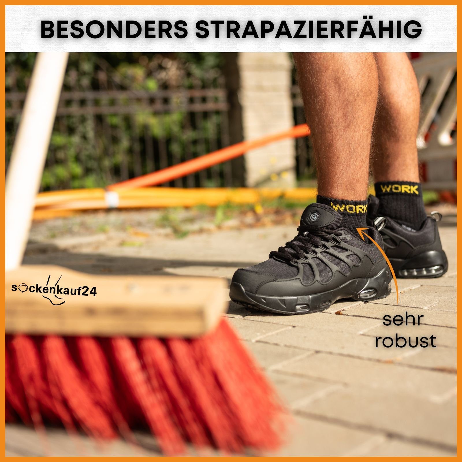sockenkauf24 Arbeitssocken Herren Kurzsocken WORK kurze Arbeits Socken atmungsaktiv (10-Paar) Vollfrottee verstärkt – Bild 4 von 5