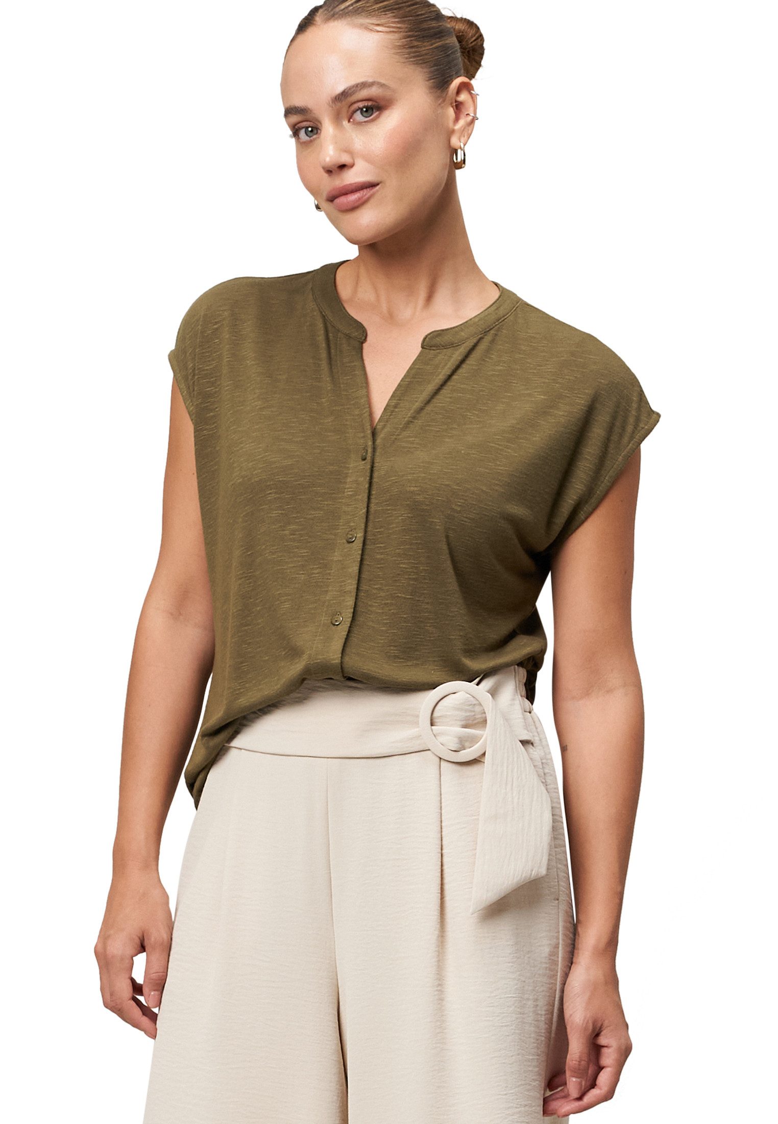 T-Shirt zero Damen Shirt mit Knopfleiste