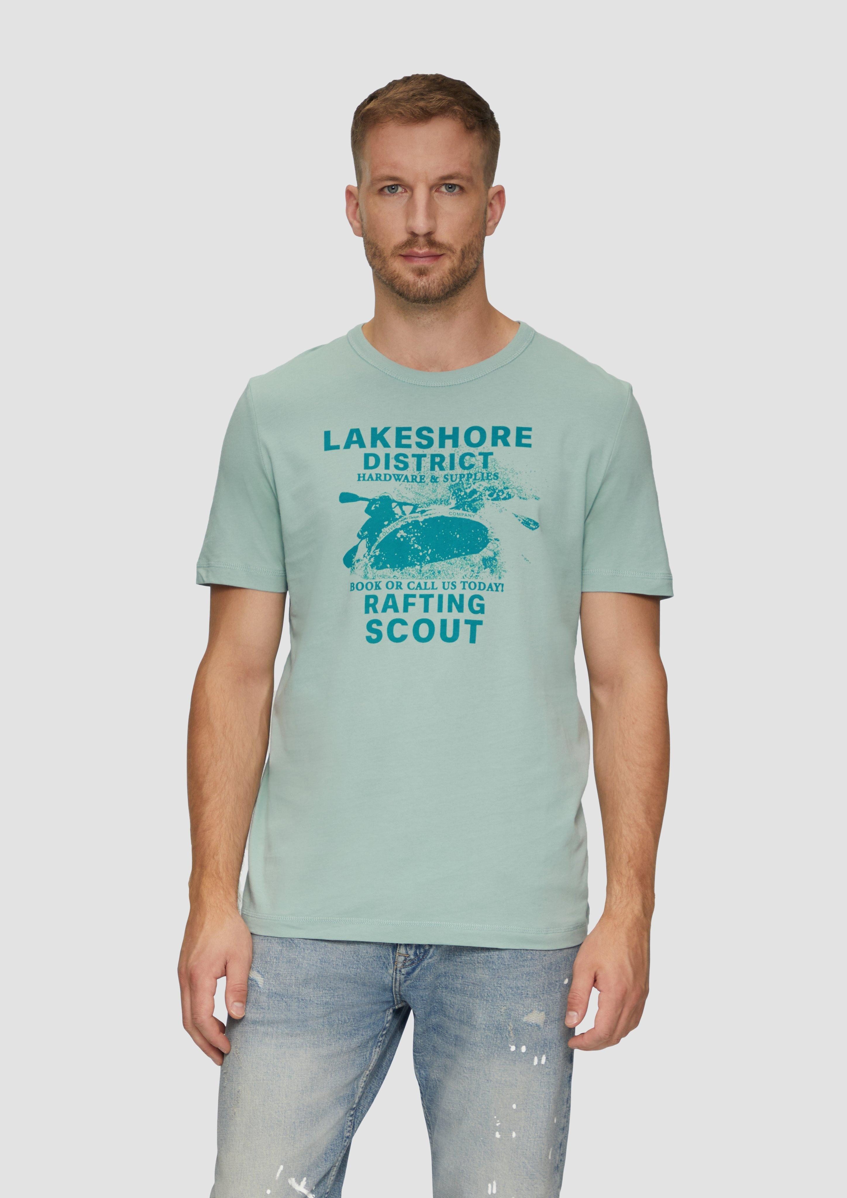 s.Oliver Kurzarmshirt Baumwollshirt mit Frontprint Artwork günstig online kaufen