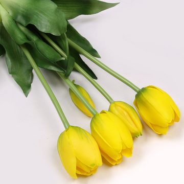 Kunstblumenstrauß Silikontulpen, gelb, wie lebendig, Strauß von 5 Stück, Sarcia.eu
