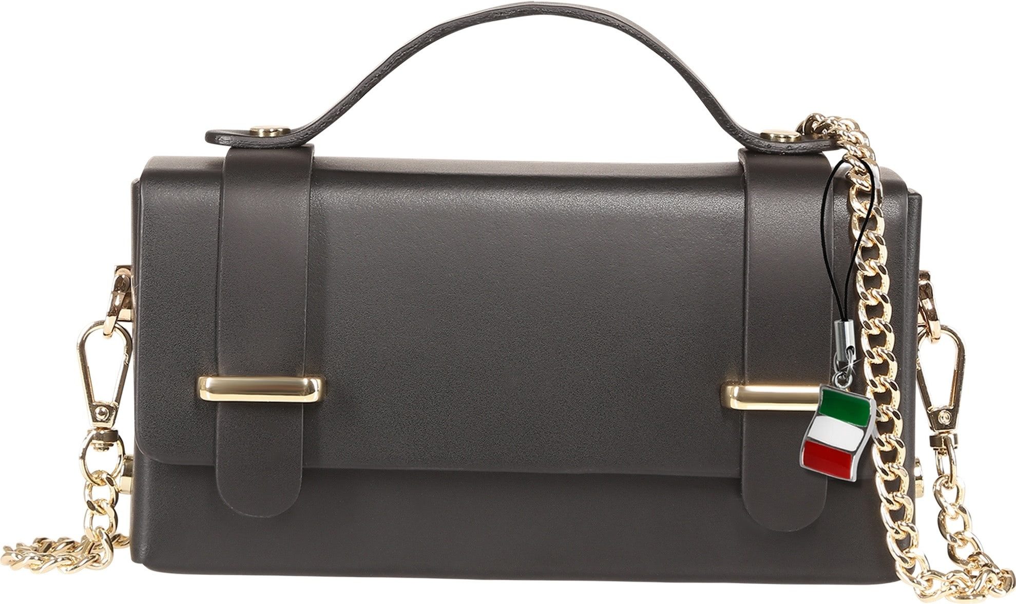 FLORENCE Handtasche Florence Damen Handtasche klein Echtleder (Handtasche), Damen Handtasche Leder, schwarz ca. 19cm x ca. 10cm hoch