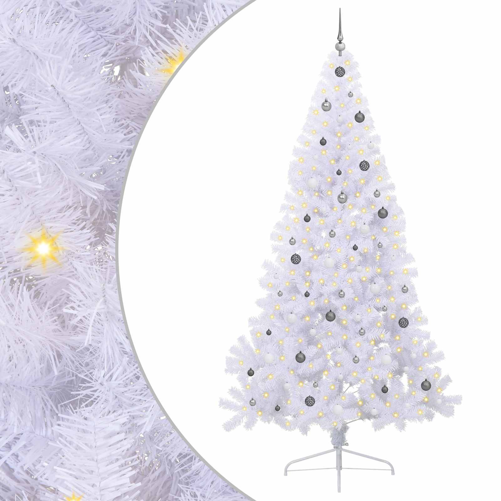 vidaXL Künstlicher Weihnachtsbaum Künstlicher Weihnachtsbaum Weiß 240 cm PVC und Stahl