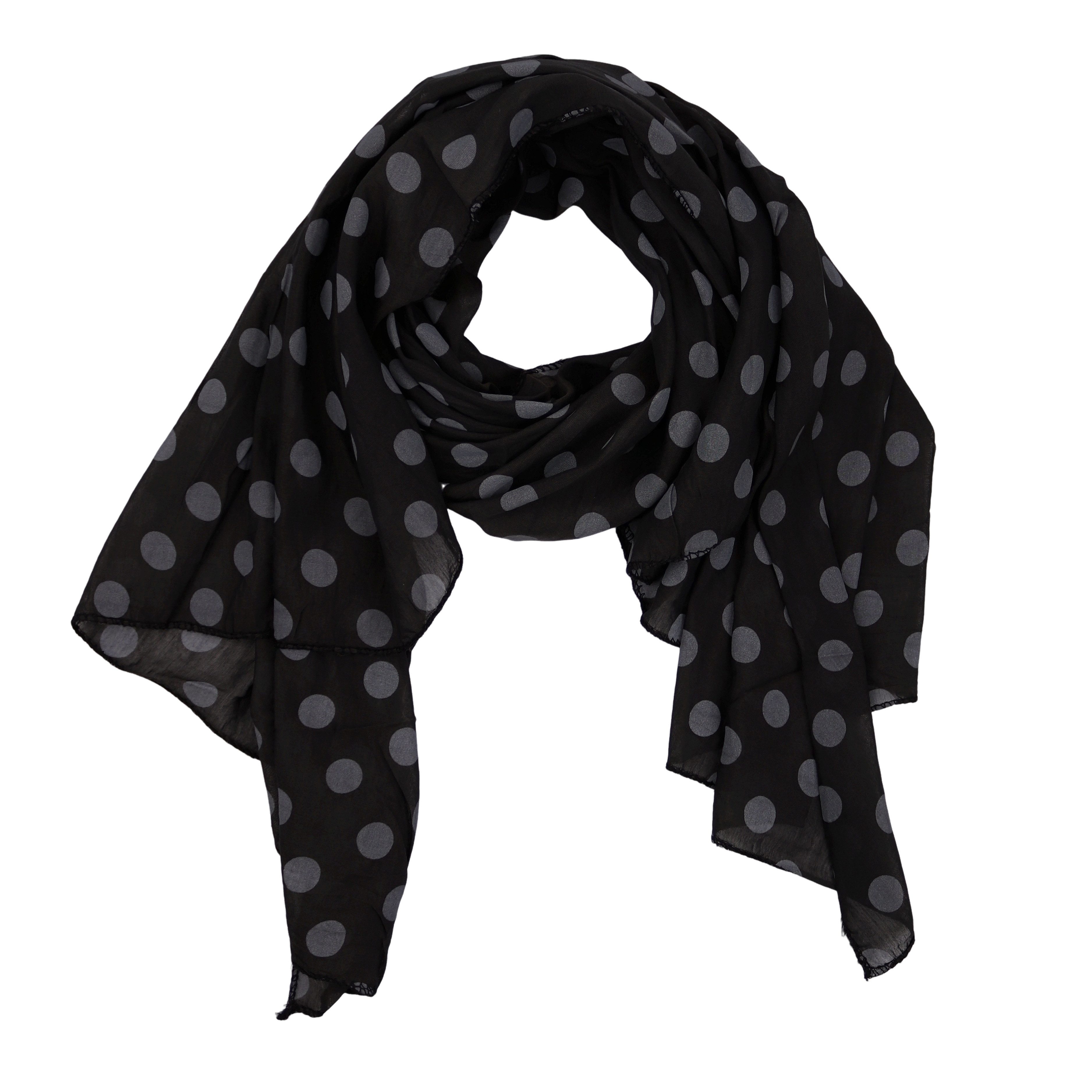 MIRROSI Modeschal Asymmetrischer Schal, Made in Italy 20% Seide 80% Baumwolle, (ca. 170x77cm; Leicht und bequem, zeitlos Pünktchen Muster), Damen Halstuch Stola ideal für Frühling, Sommer und Herbst