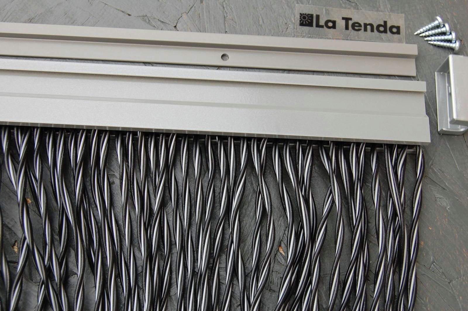 PVC x Breite Länge und PADOVA individuell - Streifenvorhang Insektenschutz-Vorhang La La 3 120 kürzbar Tenda XL schwarz, 230 cm, Tenda