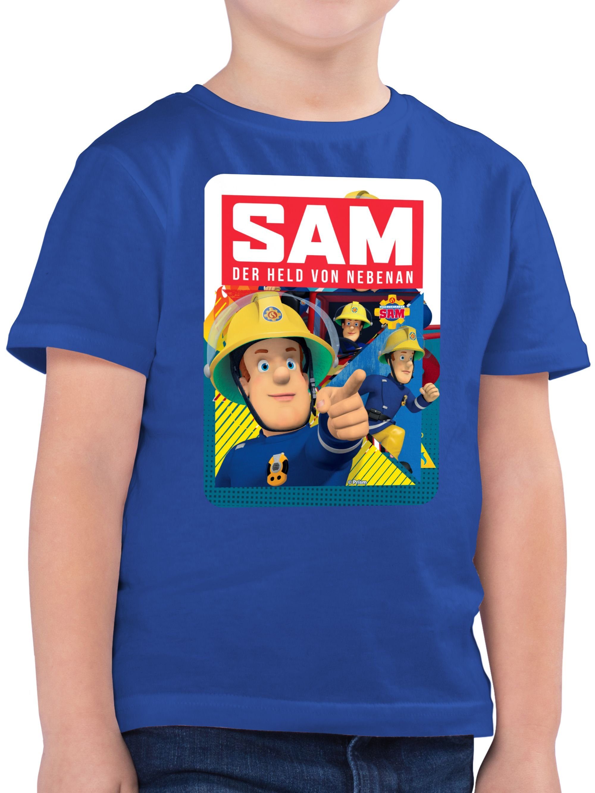 T-Shirt von Jungen 02 Shirtracer Feuerwehrmann Sam Sam Held Royalblau nebenan der