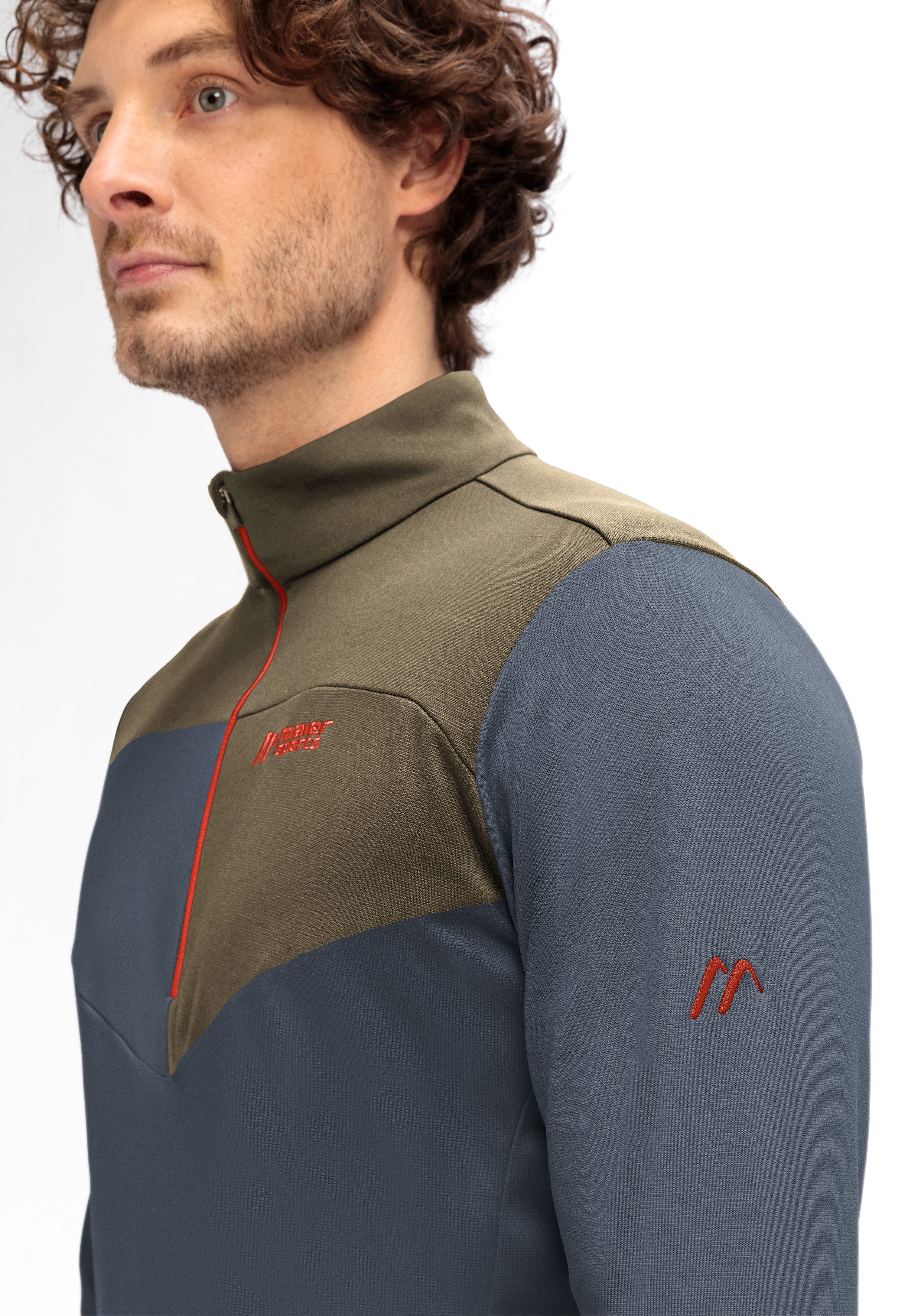 Maier Sports Rollkragenpullover Felian Herren Midlayer, pflegeleichtes Half-Zip Fleece, Regular Fit
