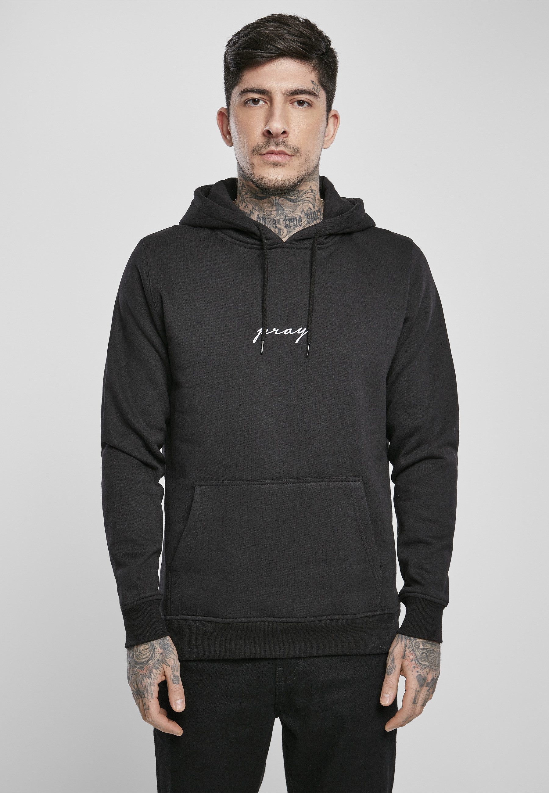 MisterTee Rundhalspullover MisterTee Herren Pray EMB Hoody (1-tlg)