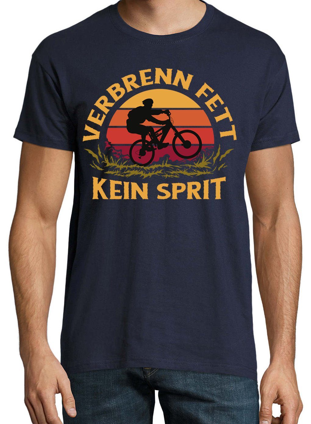 Designz Spruch "VerbrennFett" T-Shirt mit Navyblau T-Shirt Herren Youth lustigem