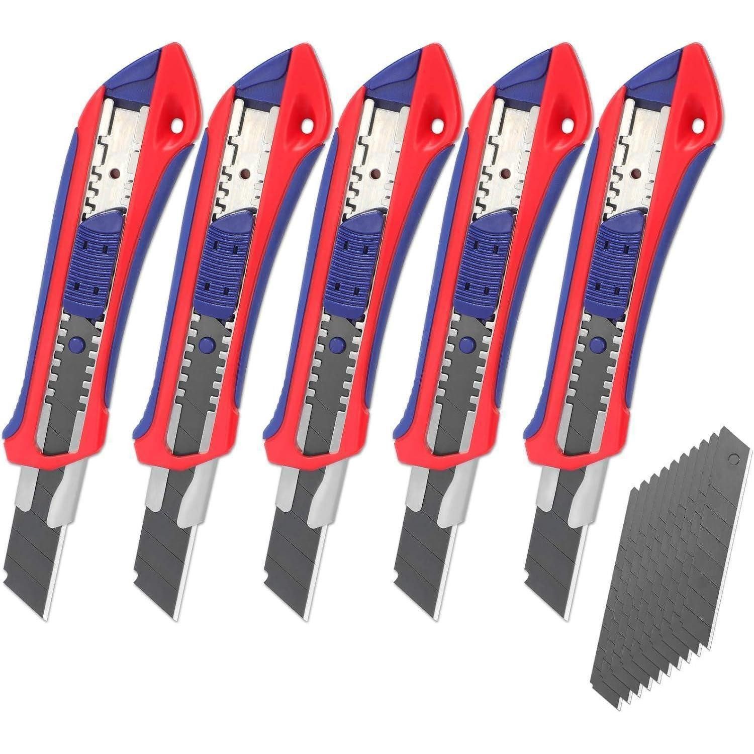 LuxusKollektion Multitool 5-teiliges Cuttermesser Set mit 20 zusätzlichen Ersatzklingen