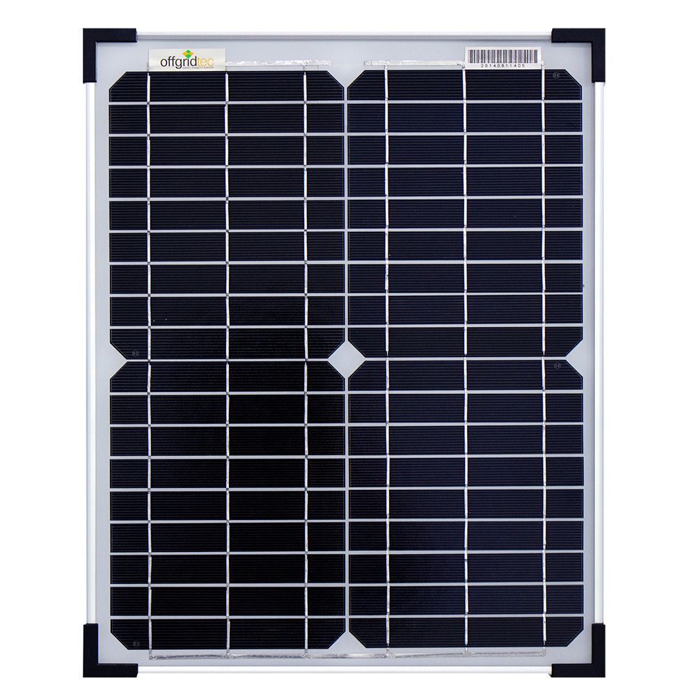 offgridtec Solarmodul Solarpanel, Monokristallin, 12V, 20W, 420x360x25mm, 20 W