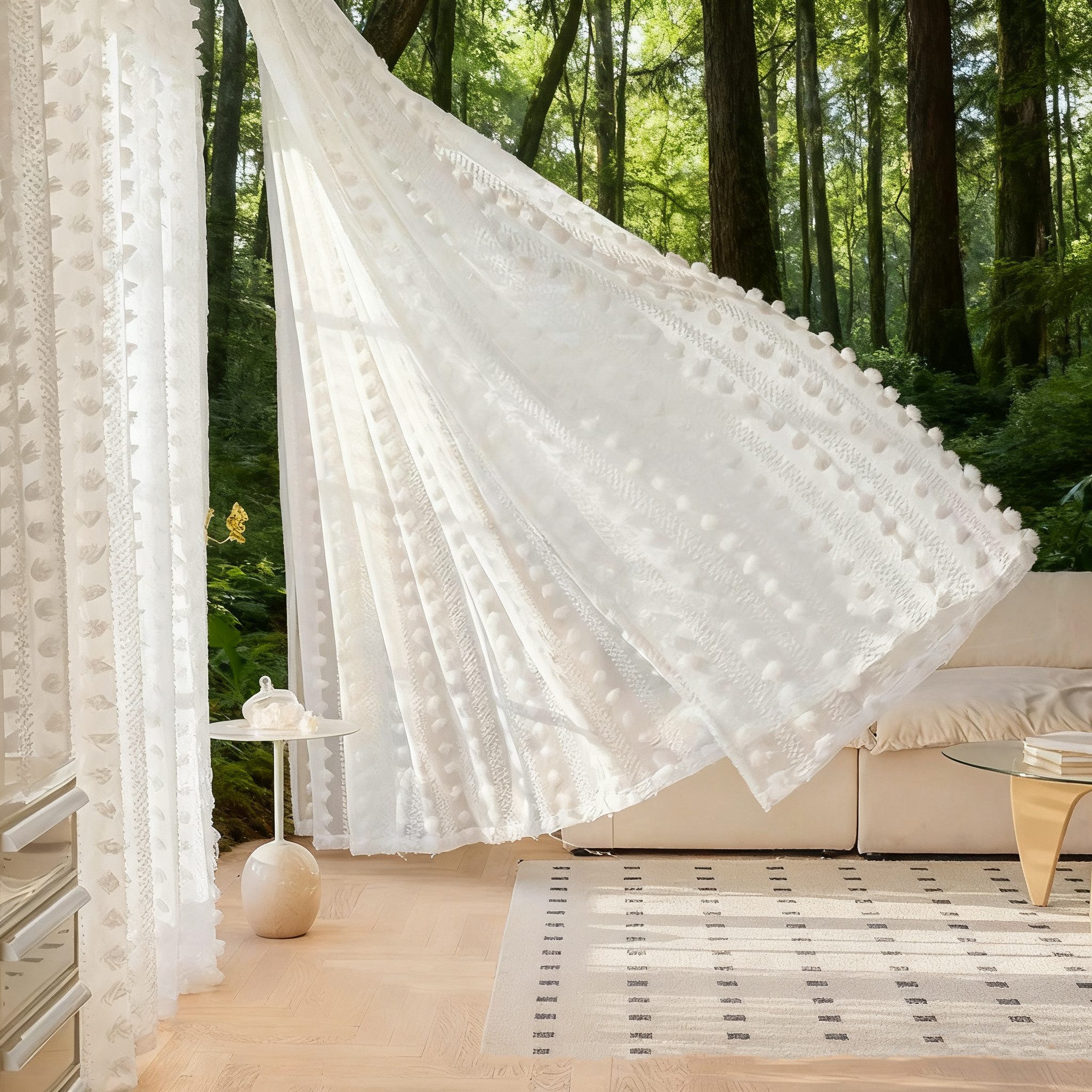 BTTO V&G Gardine Vorhänge mit Pompom-Quasten günstig online kaufen