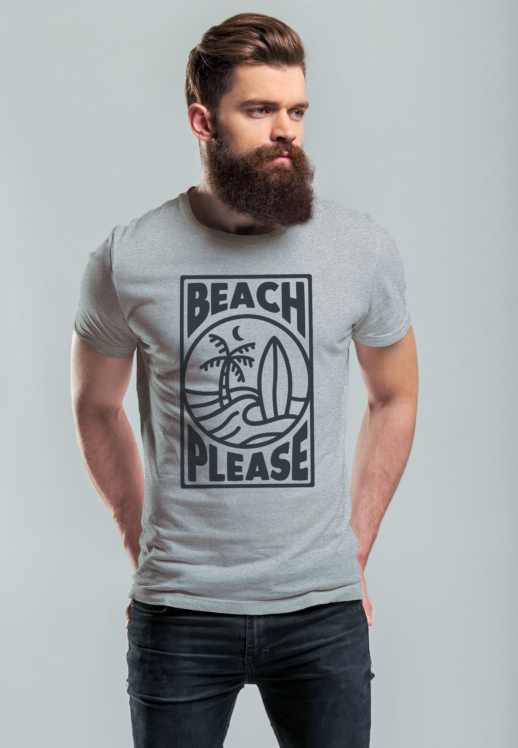 Neverless Print-Shirt Herren T-Shirt Beach Please günstig online kaufen