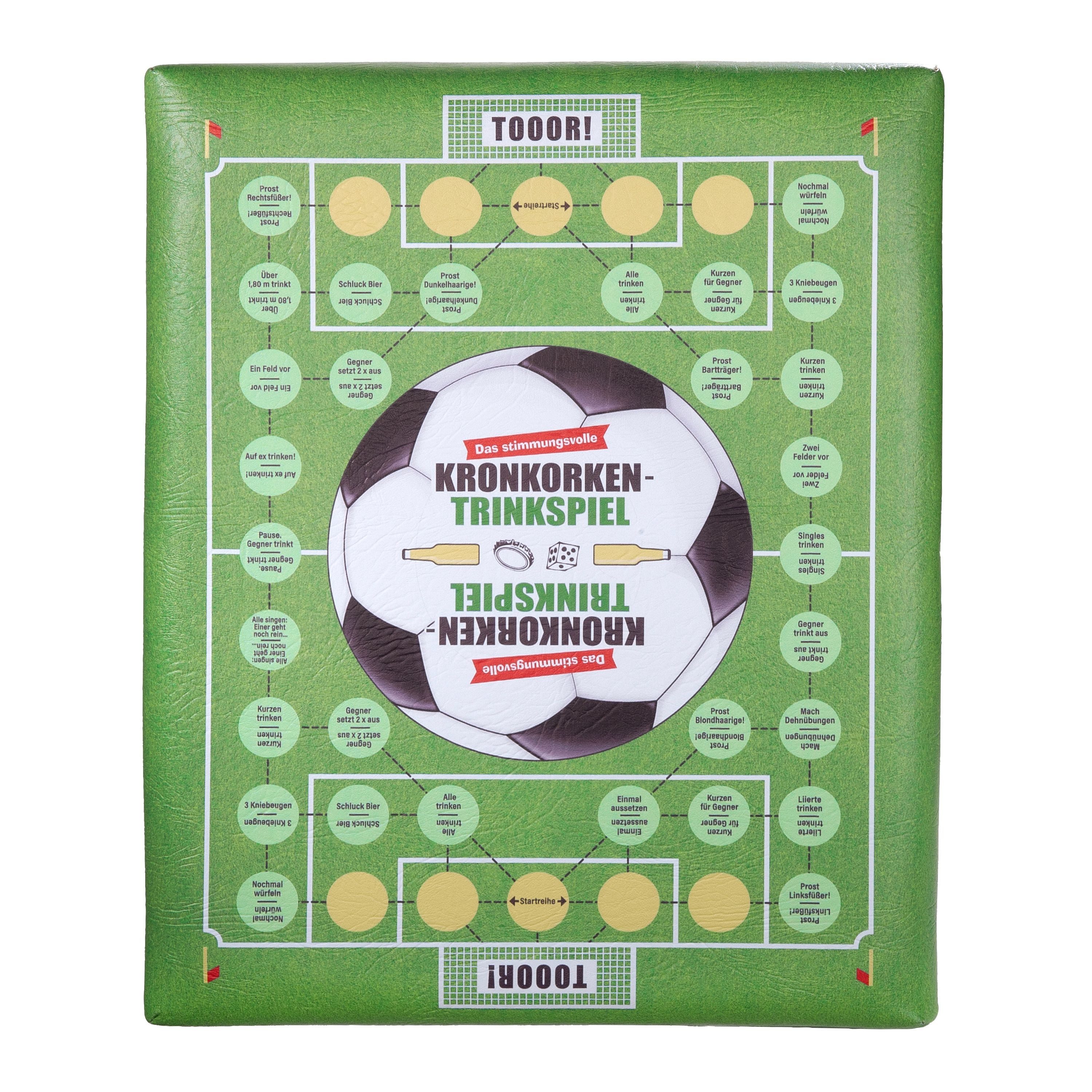 Cult at Home Hocker KRONKORKENSPIEL - Bierkasten Aufsatz - Fußball - Sitzauflage (1xSitzauflage für Bierkiste, Bierkastenauflage - Hocker), Bierkiste Bierkasten Sitzkissen Kissen mit Bier Männergeschenk