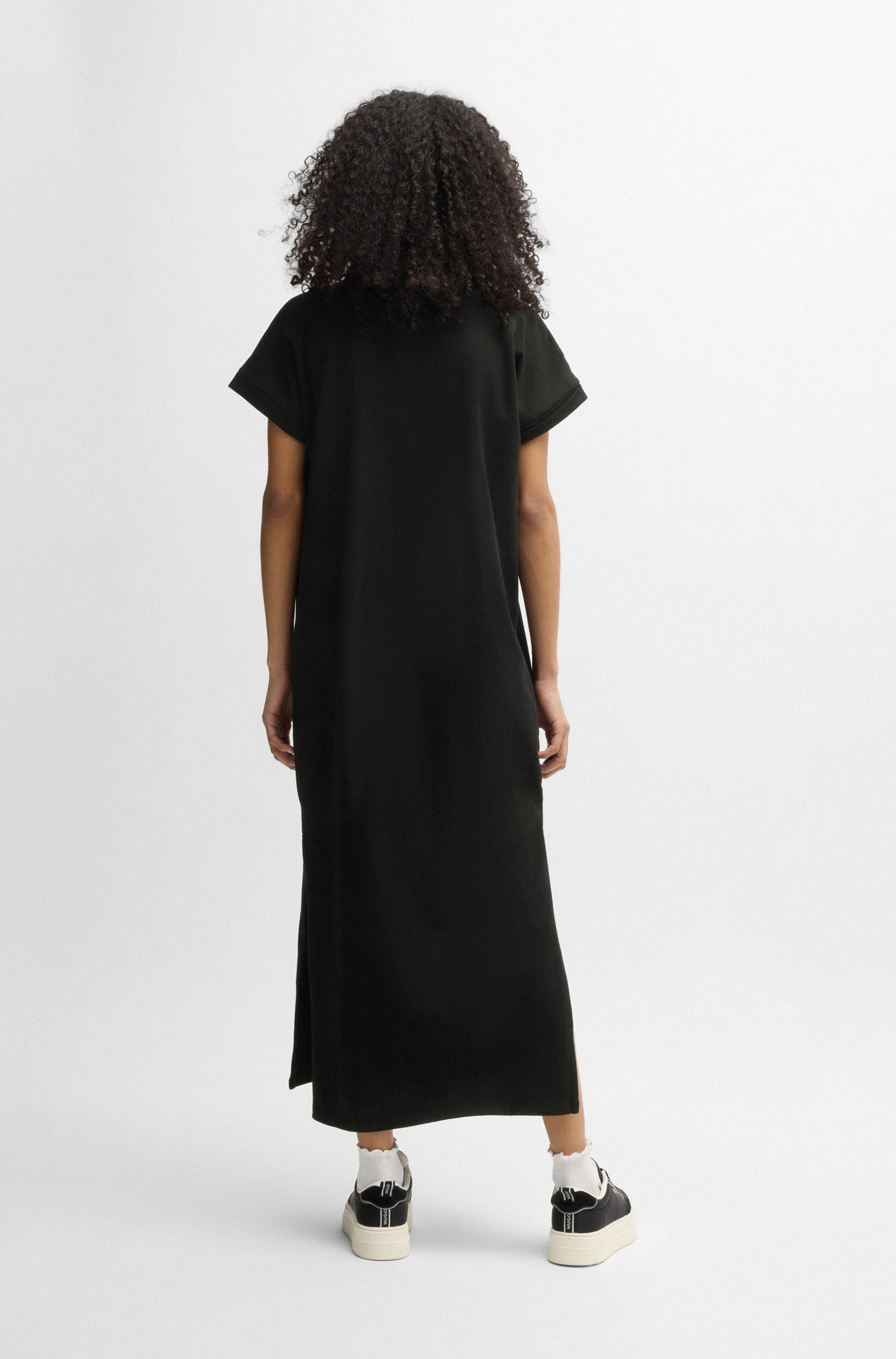 HUGO Blue Jerseykleid Nalle Oversized mit Schlitz, mit Logostickerei, Jersey