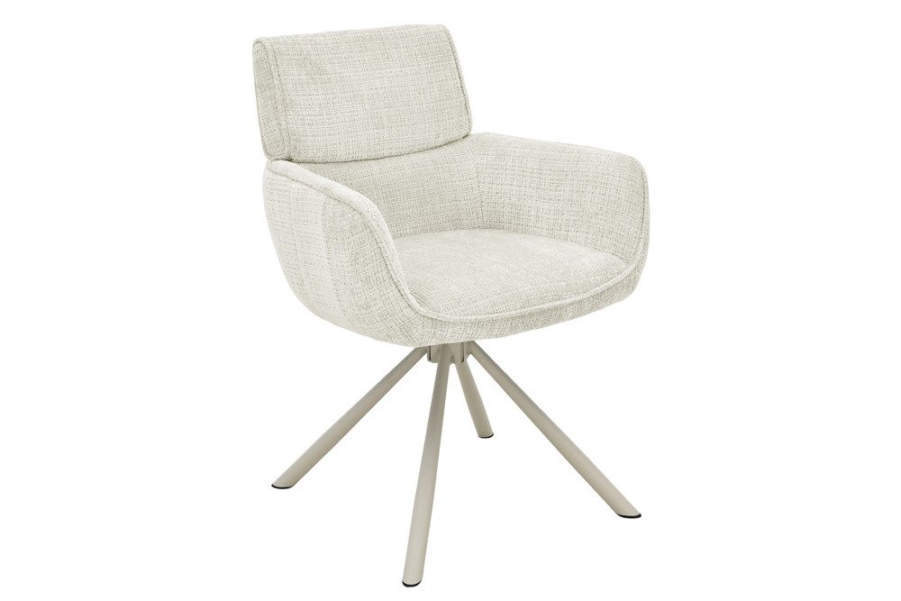 riess-ambiente Esszimmerstuhl UNIQUE champagner-beige - Chenille Cremona, Metall, drehbar, modern (Einzelartikel, 1 St), mit 180° Drehfunktion und Auto-Return – ideal für elegante Esszimmer