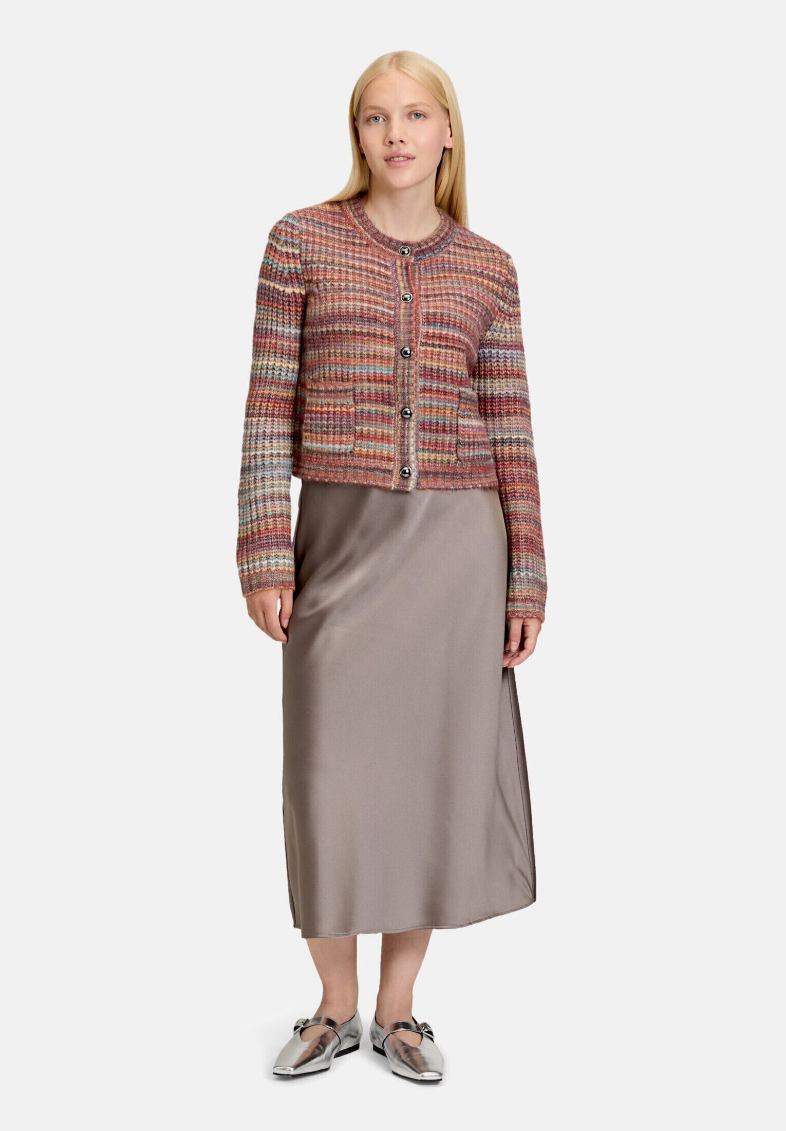 Cartoon Strickjacke Damen mit Rundhalsausschnitt (1-tlg)