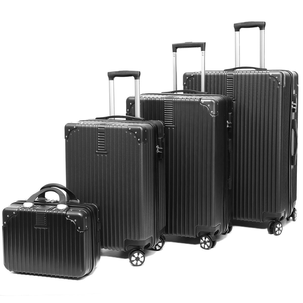 NULSTA Валізи на колесахet Kofferset, 4 Rollen, (Familienset Handgepäckkoffer, 4 tlg., 28“/24"/20"/14" Set), Leicht ABS+PC Reisekoffer Zahlenschloss Teleskopgriff (S-M-L-XL)