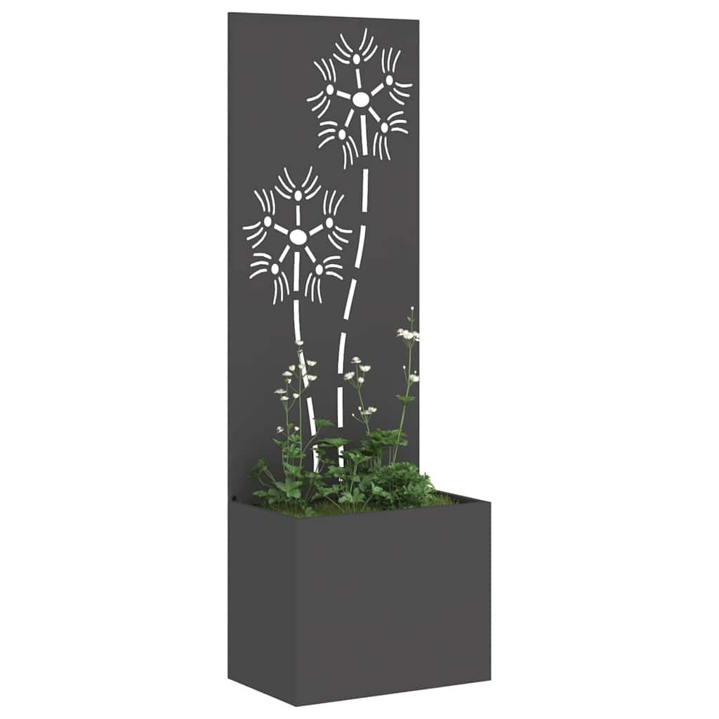 vidaXL Bild 50 x 32 x 150 cm Blumentopf mit dekorativem Paneel Schwarz 50x140 cm