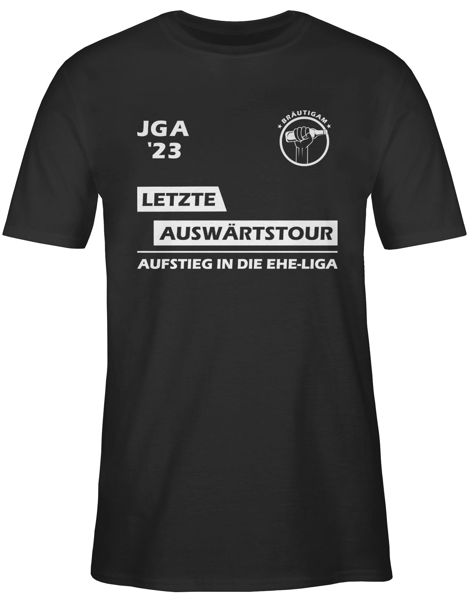 Shirtracer T-Shirt Team JGA 2023 Schwarz 01 Bräutigam Letzte - Auswärtstour Männer I JGA