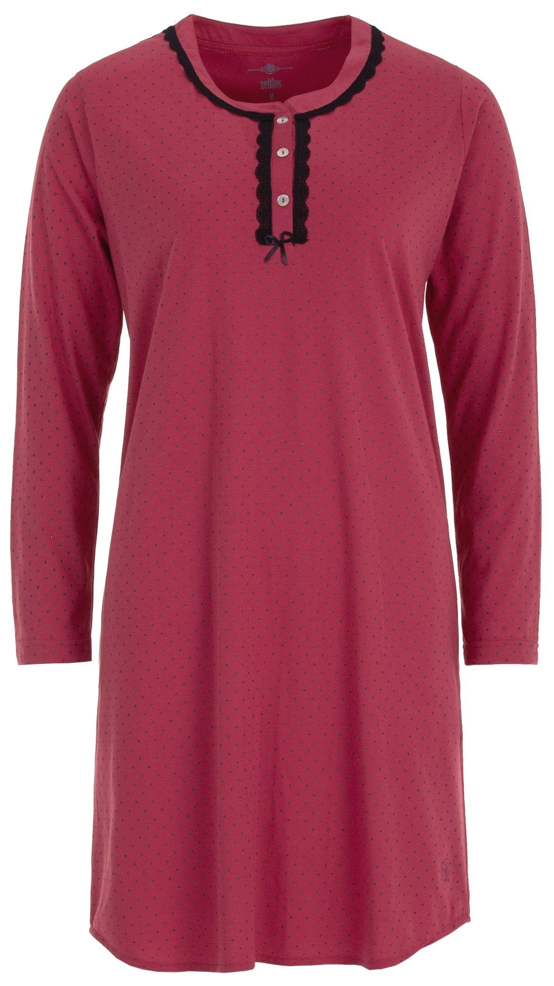 zeitlos Nachthemd »zeitlos - Damen Nachthemd Schlafshirt Spitze Pünktchen  Schleife Langarm Knopfleiste« online kaufen | OTTO