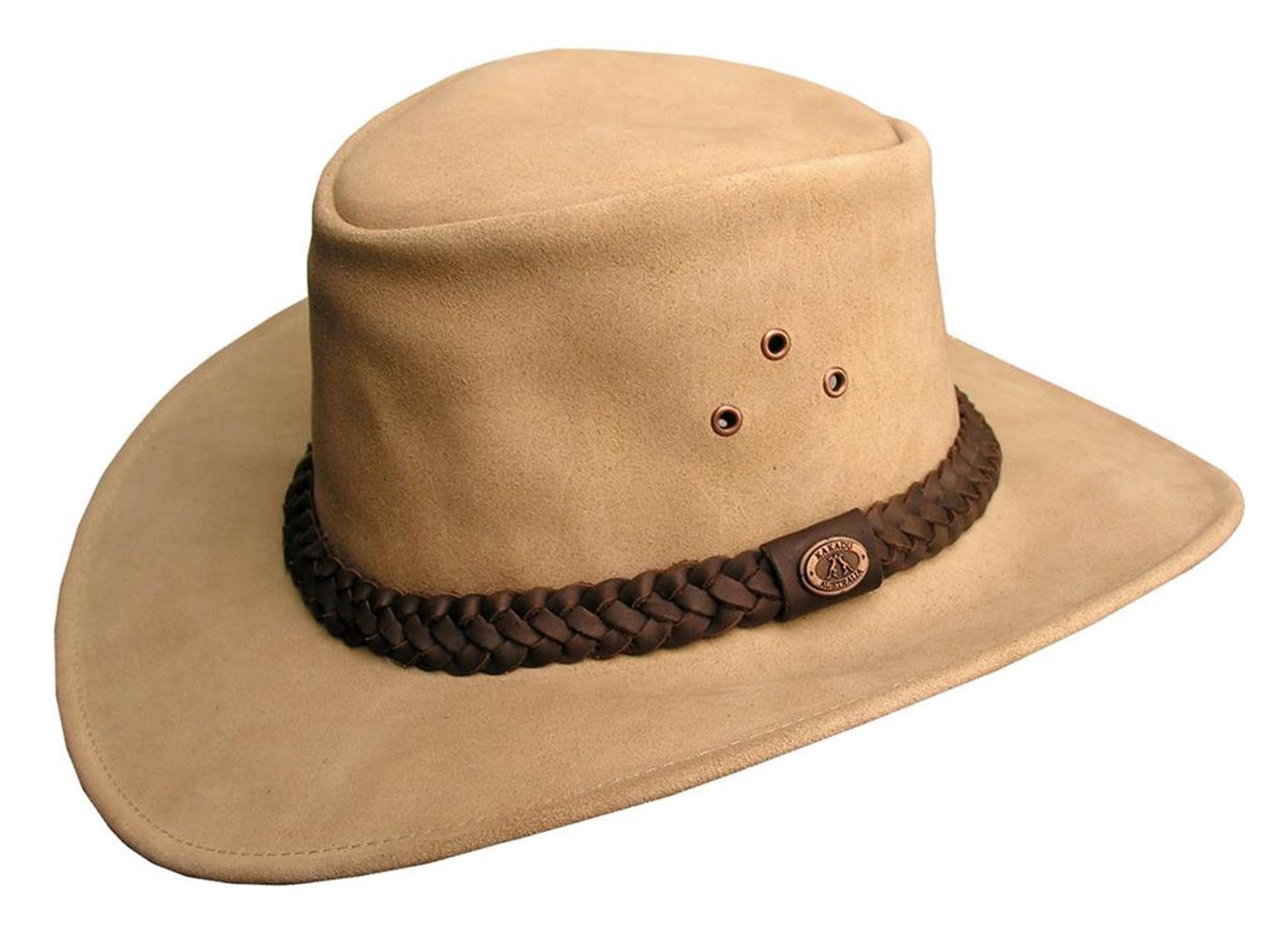 Outbacker Cowboyhut Wildleder Cowboy-Hut mit geflochtenem Hutband mit hohem UV Schutz, Grö