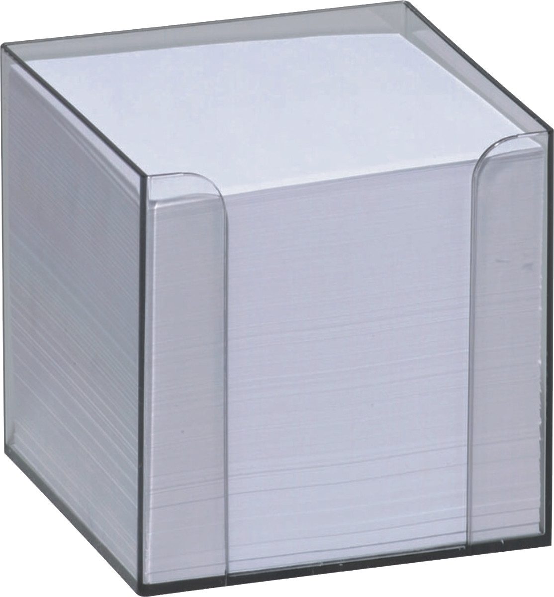 Notizzettel Zettelbox 9,5x9,5x9,5cm glasklar gefüllt