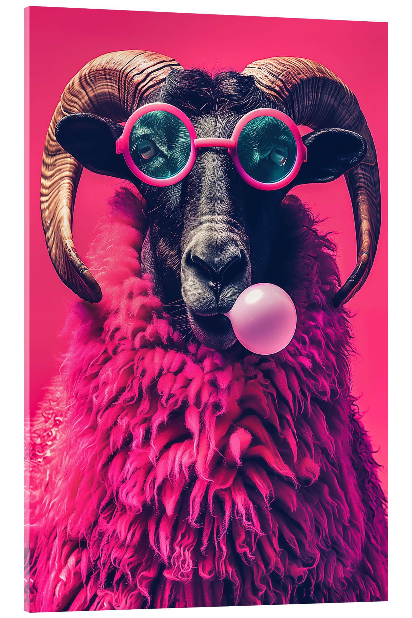 Posterlounge Wandbild Pink Pop Art Widder genießt das Leben, Frank Daske, erhältlich als Poster, Leinwandbild, Wandsticker oder Acrylglasbild