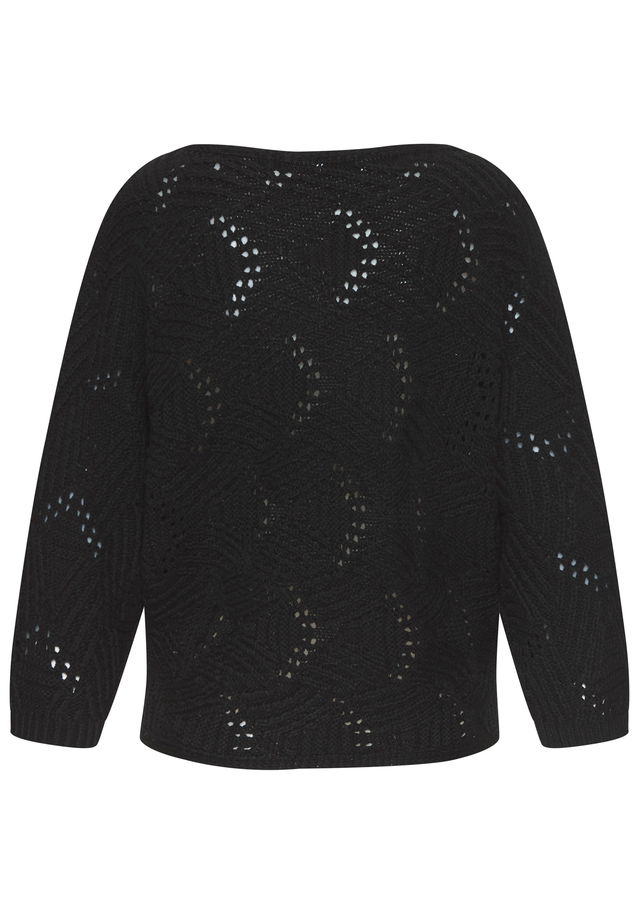 LASCANA Fledermauspullover mit aufwendigem Strickmuster, Lochstrickmuster modischer Ajourpullover, Oversize-Pullover, Strickpullover, Frühling – Bild 4 von 5