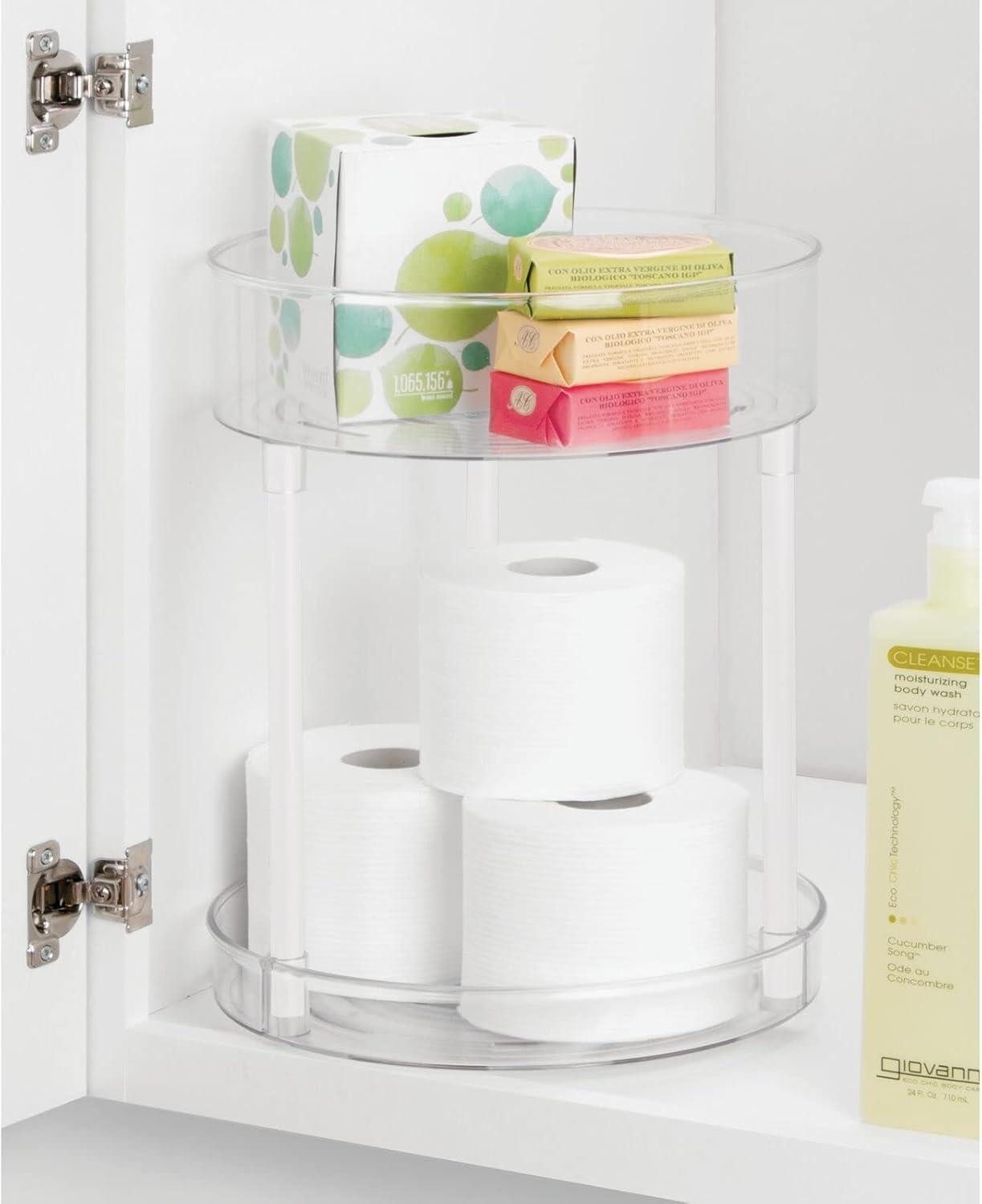 mDesign Badaccessoire-Set mDesign Regal Organizer Ablage Aufbewahrung drehbar 2 Etagen transpa