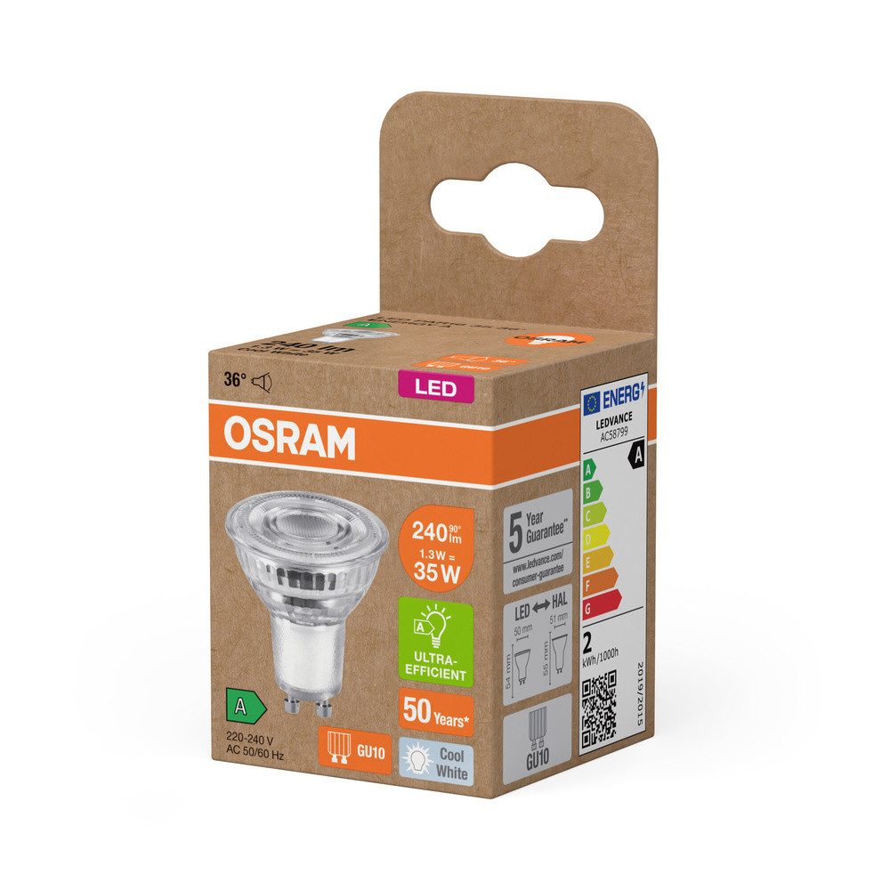 Osram LED-Leuchtmittel OSRAM 4099854245237 LED-Reflektorlampe EEK A (A - G) GU10 Reflektor 1.