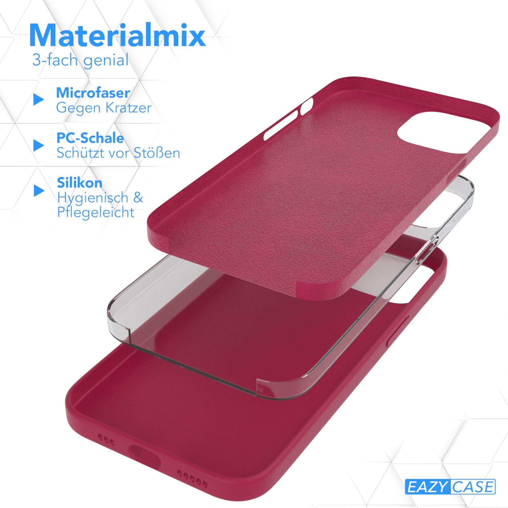 EAZY CASE Handyhülle Premium Silikon Case für Apple iPhone 13 6,1 Zoll, Hülle Silikon mit Displayschutz Handytasche aus Silikon Rot / Beere – Bild 5 von 5