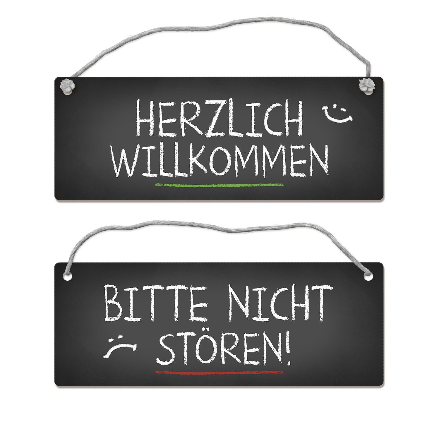 Metallschild Nicht stören oder herzlich willkommen Wendeschild mit Kordel im Tafel