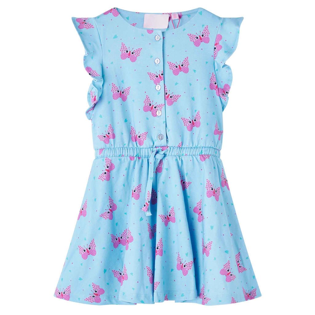 Druckkleid Kinderkleid mit Knöpfen Ärmellos Blau 104