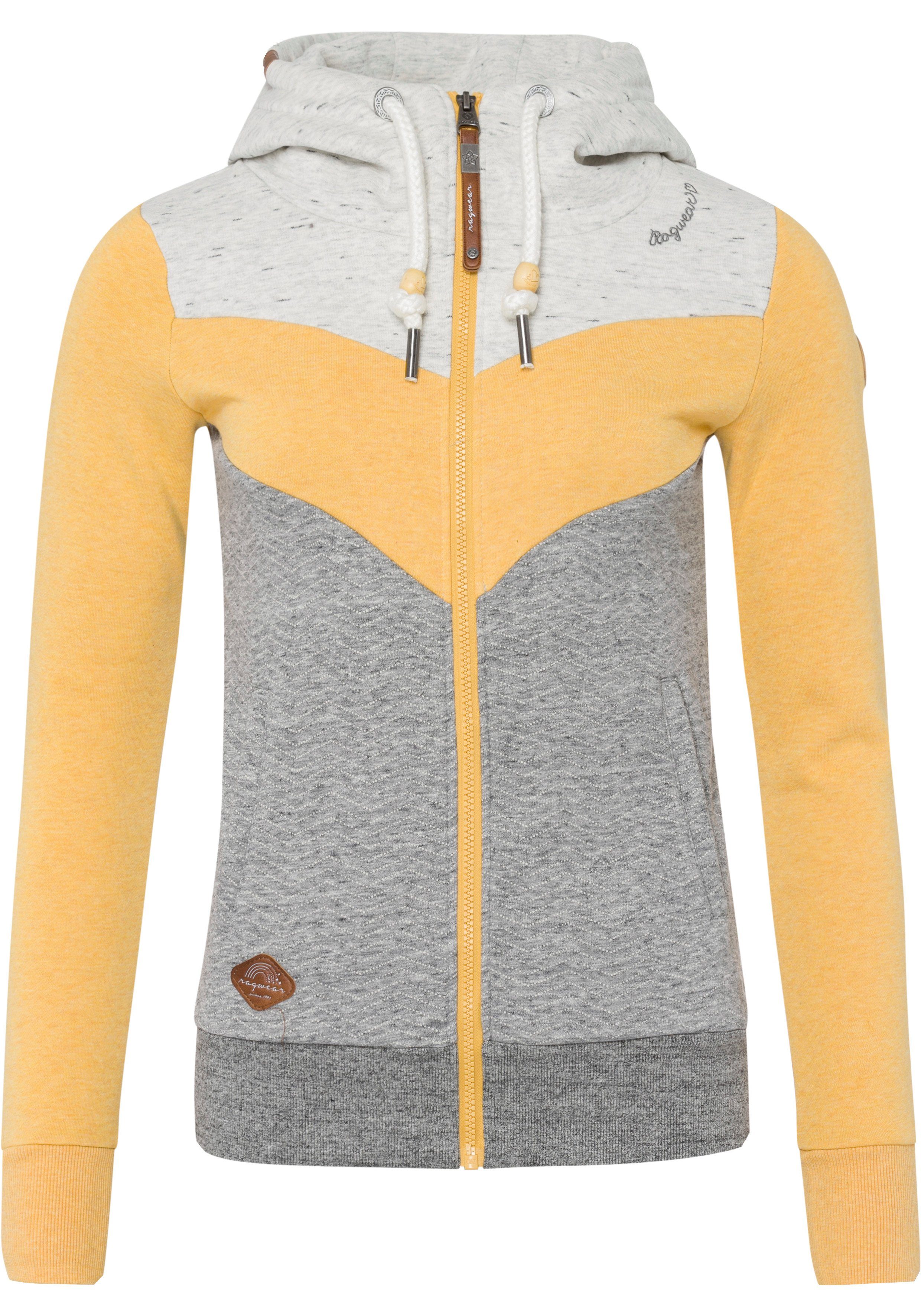 ZIP TREGA im O Colorblocking-Design yellow Sweatjacke Ragwear