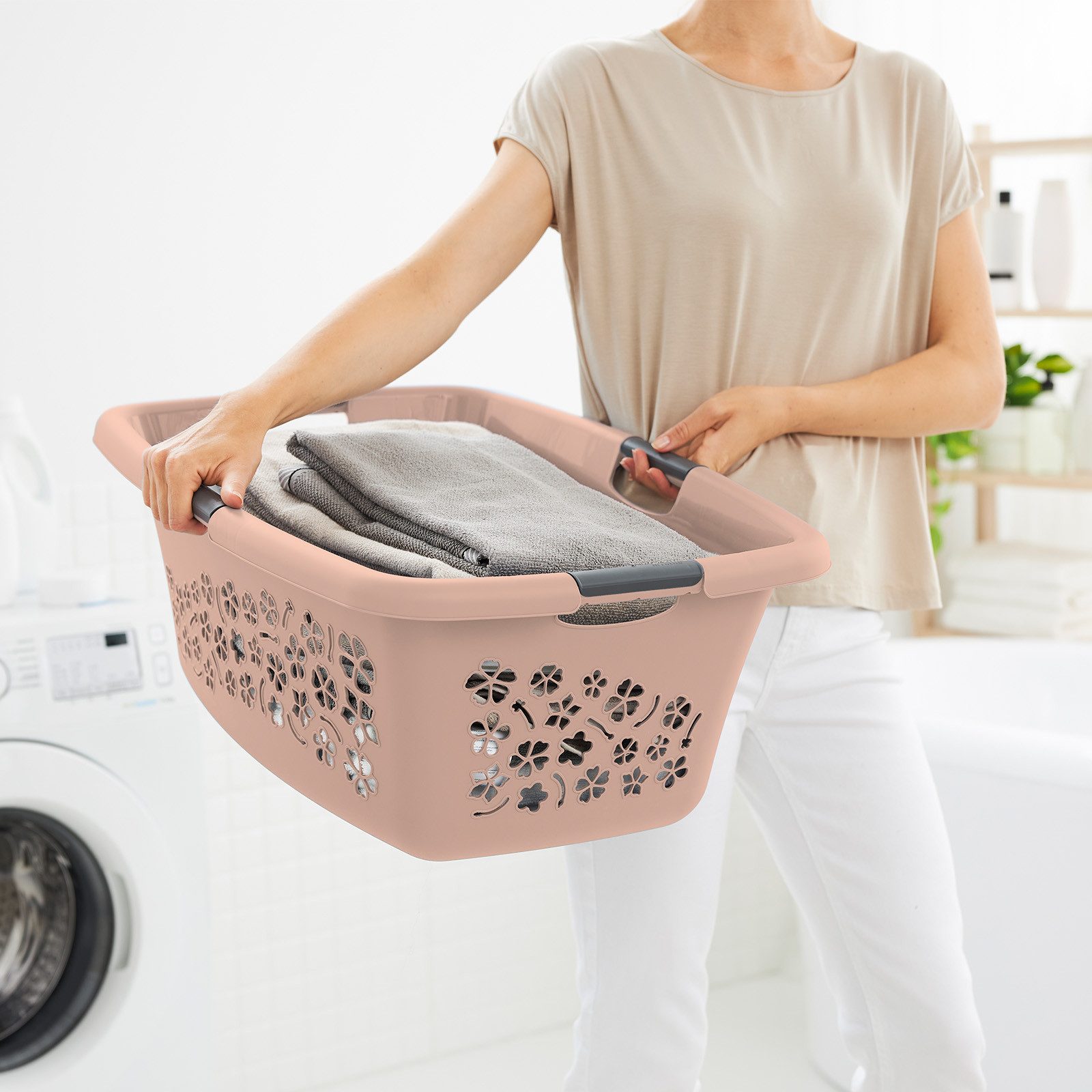 ROTHO Wäschekorb Flowers 2er-Set Wäschebox 50l günstig online kaufen