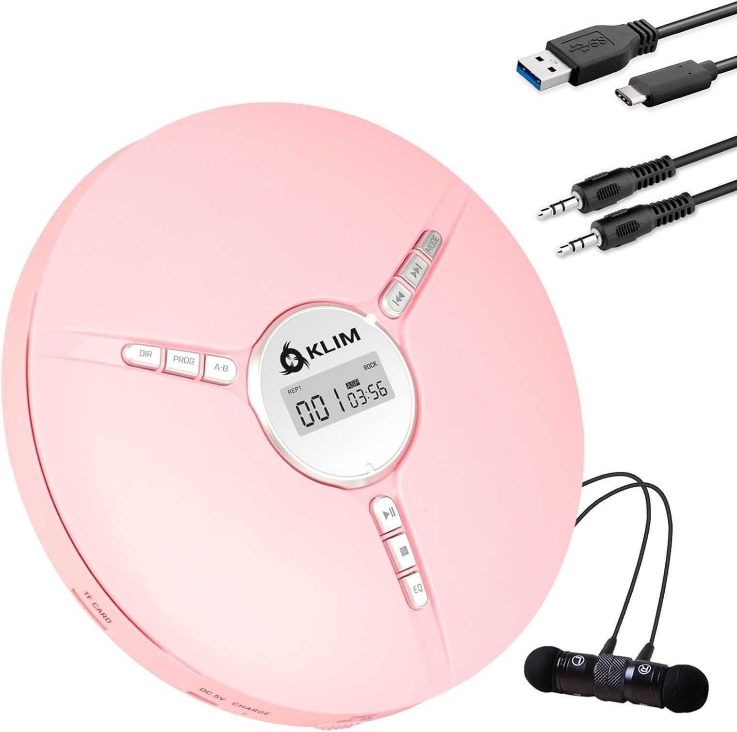 KLIM Tragbarer Discman, inklusive Наушники Stereo-CD Player (hochwertiger CD-Spieler für unverwechselbares Hörerlebnis, MP3)