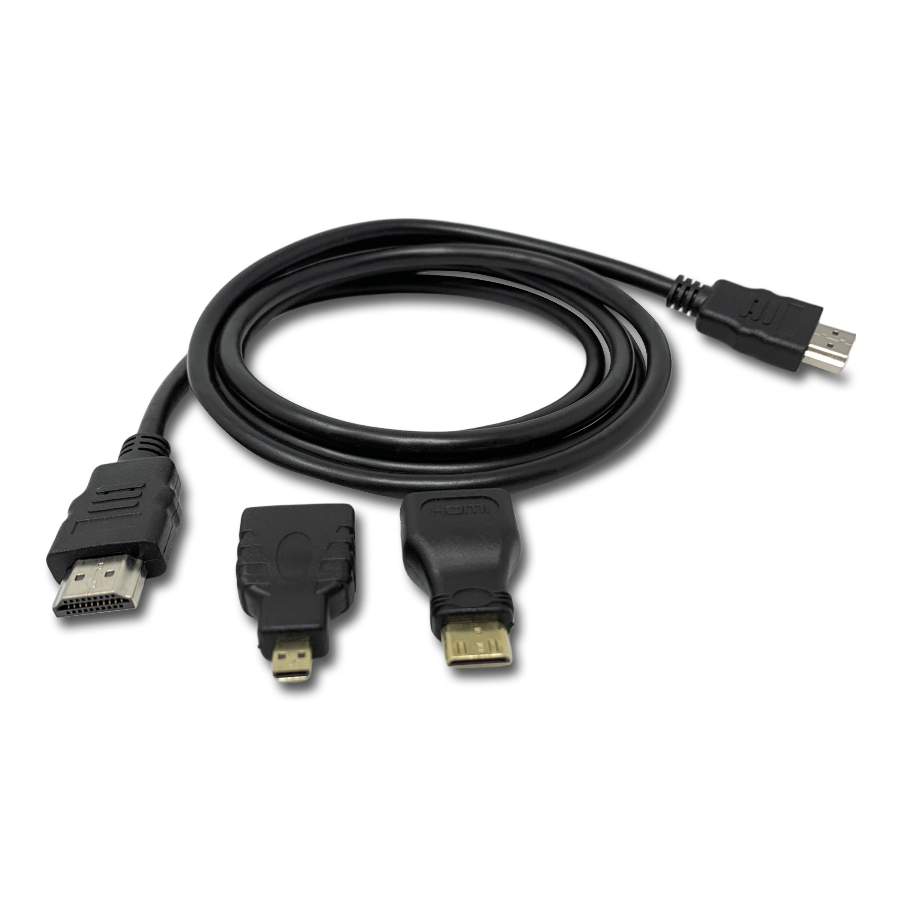 H-basics »HDMI-Kabel - 3 in 1 Mini-HDMI (C-Typ), Micro-HDMI (D-Typ) Adapter,  für Fernseher / Projektor / Monitor / Digitalkamera, unterstützt Full HDTV  Ready 3D – 1080p« HDMI-Kabel online kaufen | OTTO