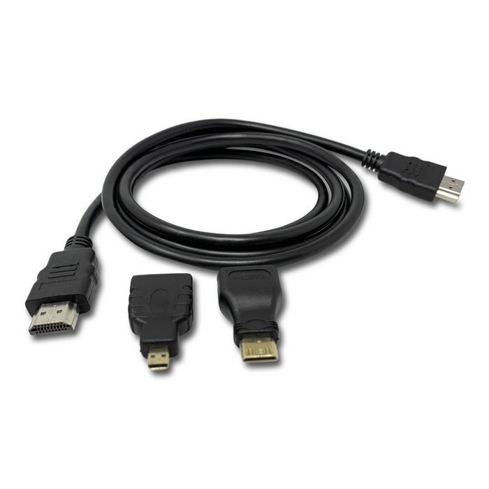 H-basics HDMI-Kabel - 3 in 1 Mini-HDMI (C-Typ) Micro-HDMI (D-Typ) Adapter für Fernseher / Projektor / Monitor / Digitalkamera unterstützt Full HDTV Ready 3D – 1080p HDMI-Kabel