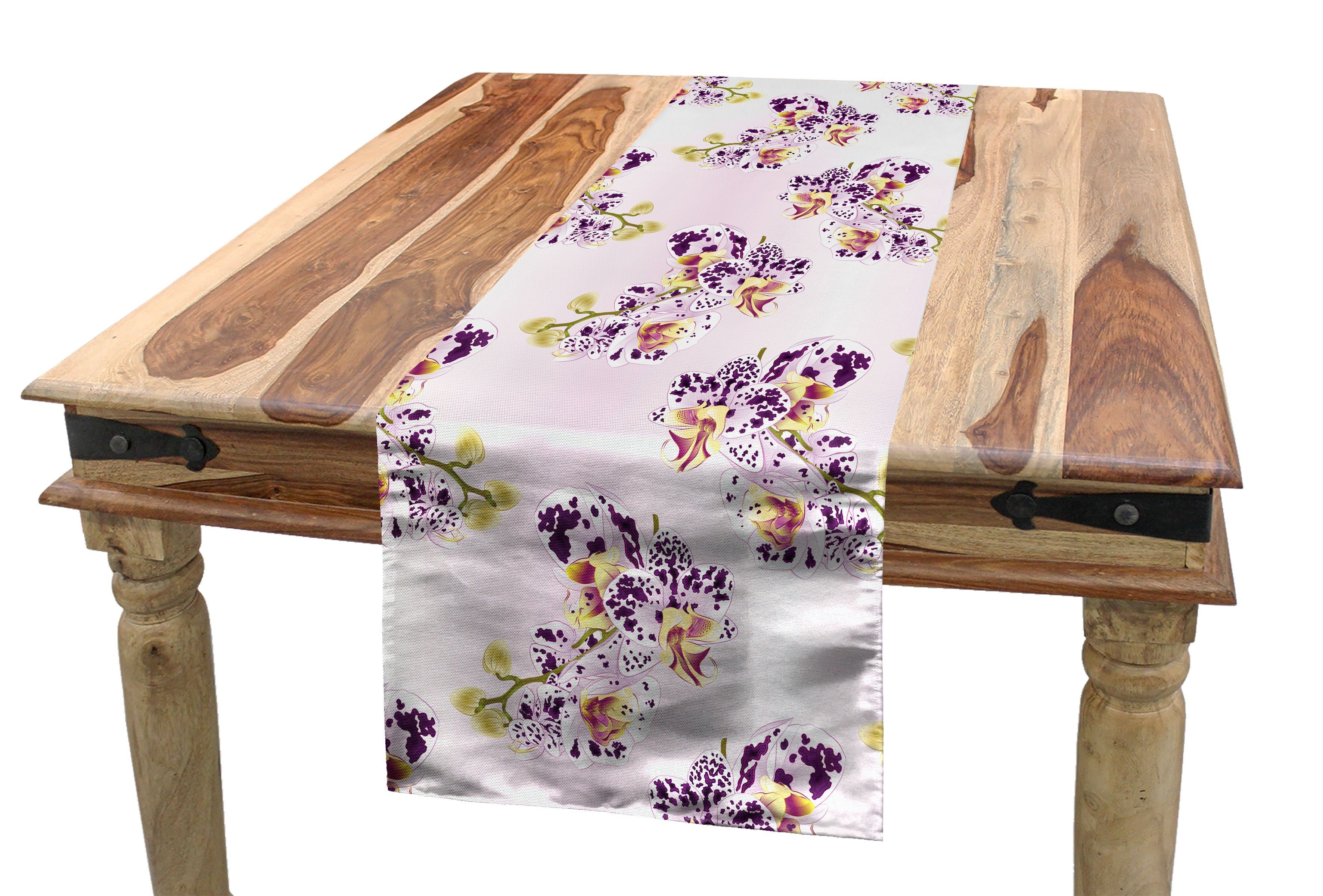 Abakuhaus Tischläufer Esszimmer Küche Rechteckiger Dekorativer Tischläufer, Orchidee Oriental Blumen Ombre