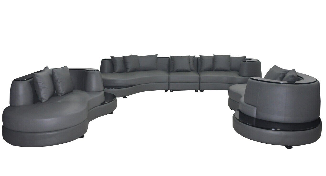 JVmoebel Wohn Eck USB XXL Form U + Big Landschaft Ecke Ecksofa Garnitur Leder Sofa