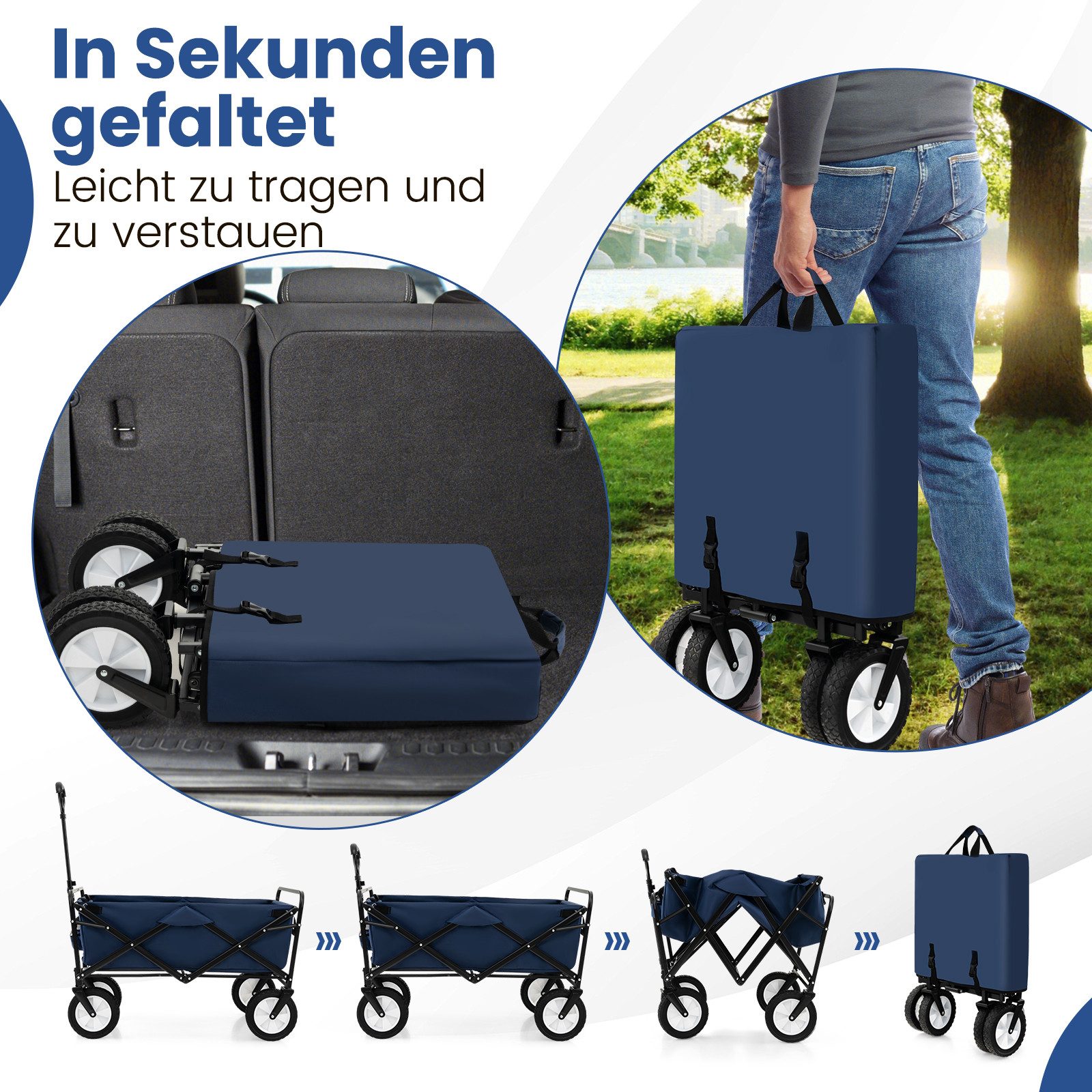 Thumbnail - COSTWAY Bollerwagen, faltbar, Transportwagen für Einkaufen, Camping