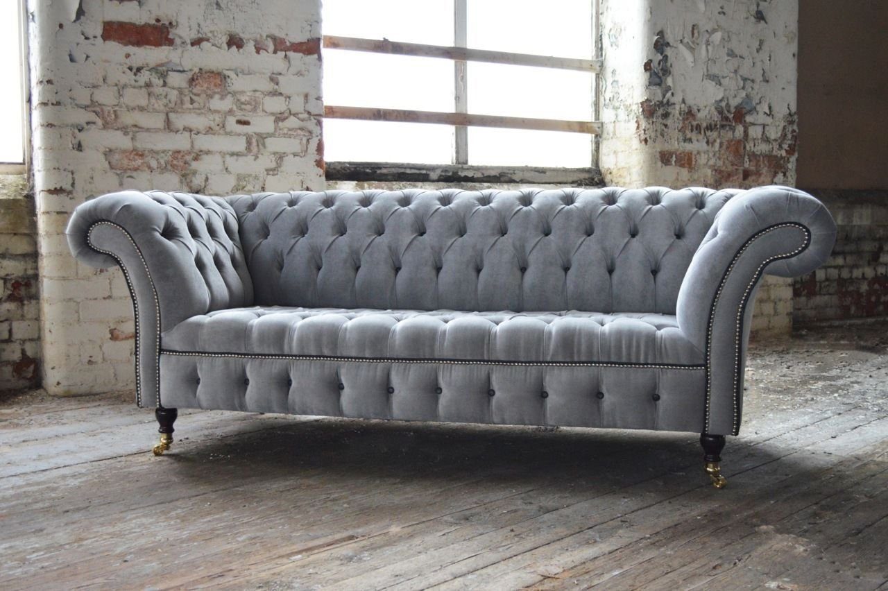 JVmoebel Chesterfield-Sofa, Chesterfield Couch Schaffhau Polster 3 Sofas Sitzer Klassischer Textil