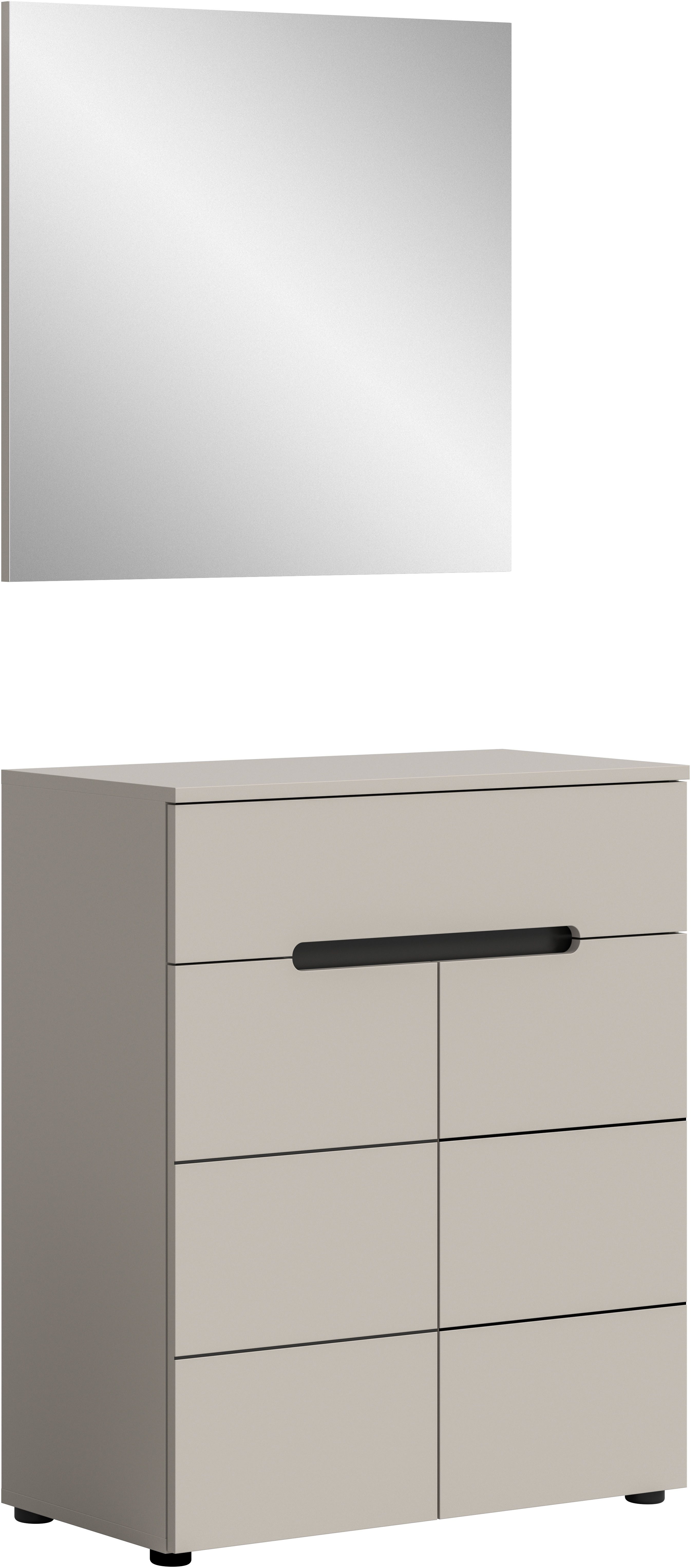 Home affaire Garderoben-Set REHAT, TOPSELLER!, 2-teilig, Breite 80cm, individuell erweiterbar, (Set, 2-St., bestehend aus: Garderobenspiegel und Schuhkommode), Garderobenkombination, Kombination, Set, Flurgarderobe, Diele