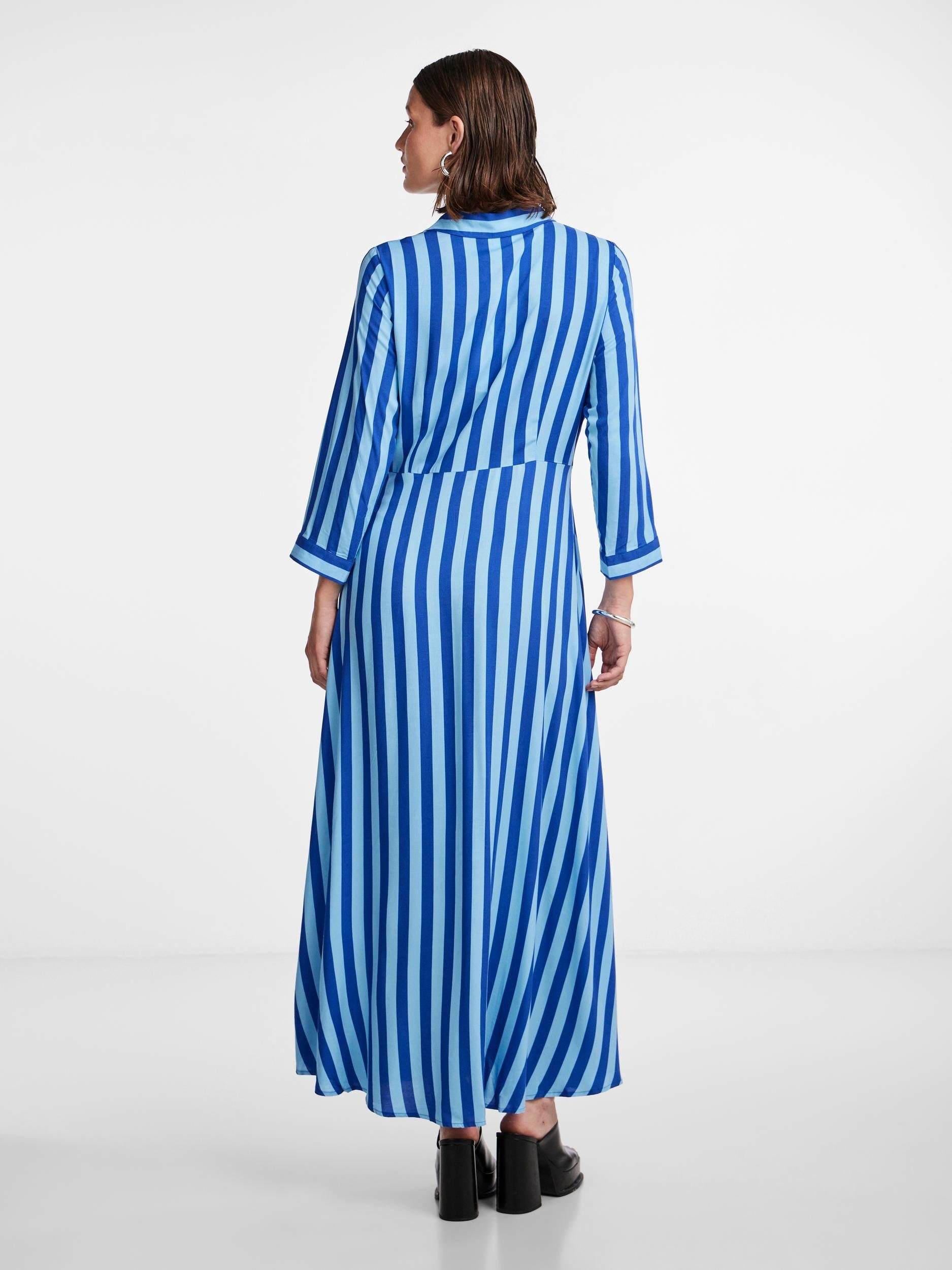 Y.A.S Hemdblusenkleid YASSAVANNA LONG SHIRT Stripes 3/4 Surf mit DRESS Web Ärmel The