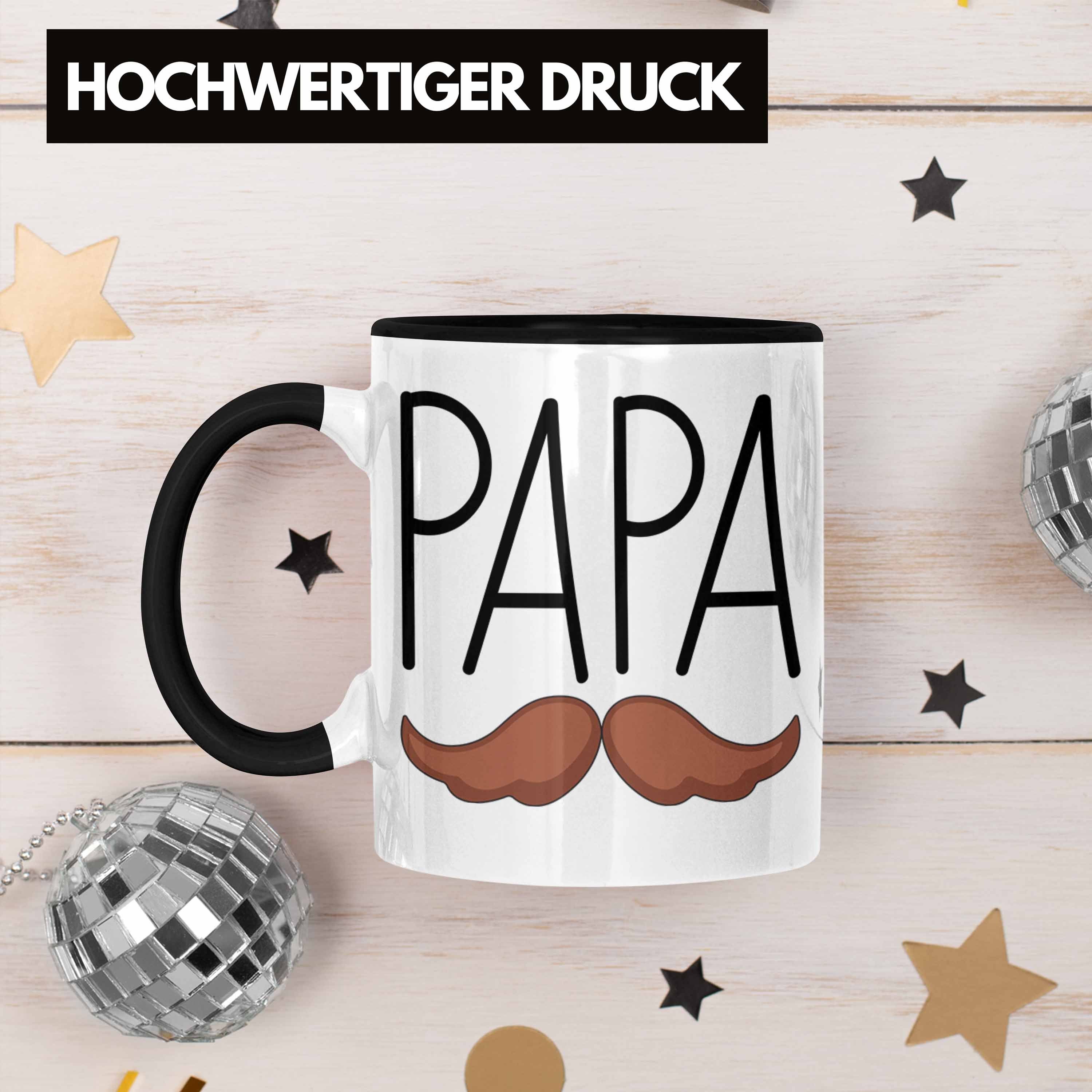 Vatertag Geschenk Geschenkidee Trendation Papa Tasse Schwarz Tasse Lustig Schnurrbart