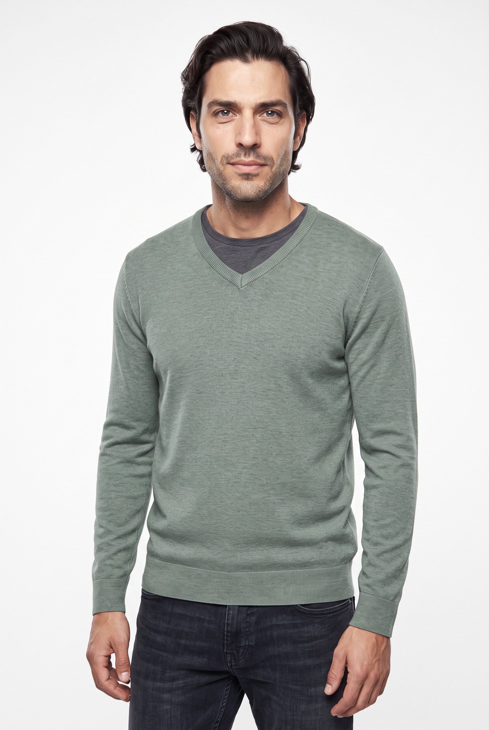 LINDBERGH Strickpullover meliert, mit V-Ausschnitt