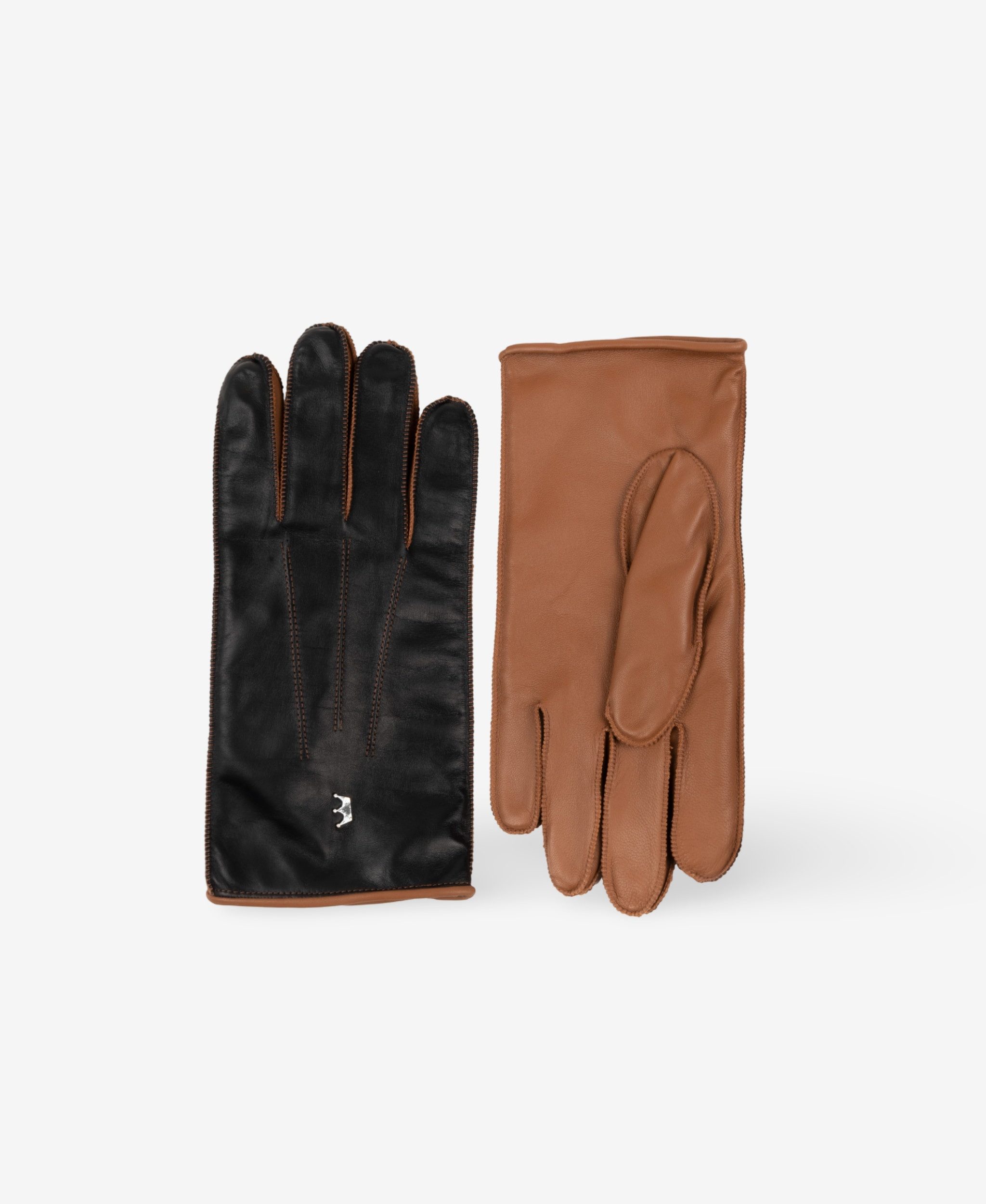 GLAMIRA Lederhandschuhe Tim schwarz-beige doppelt farbige Lederhandschuhe (Packung, 2-St)