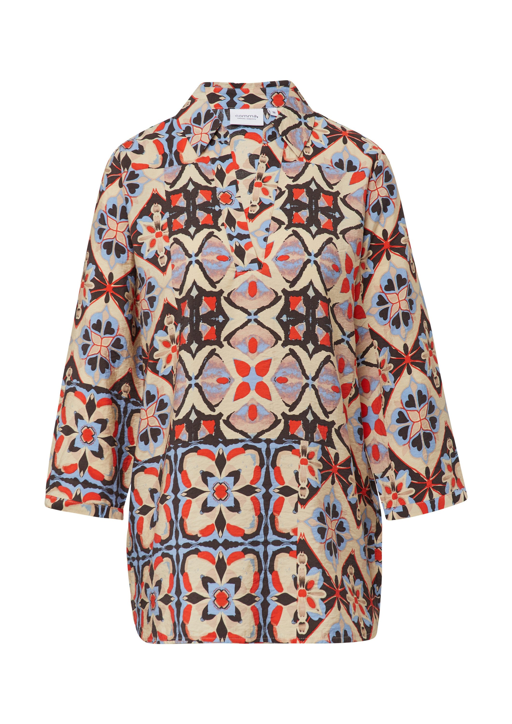 comma Kurzarmbluse Bluse Tunikabluse mit 3/4-Ärmeln und All-over-Print günstig online kaufen