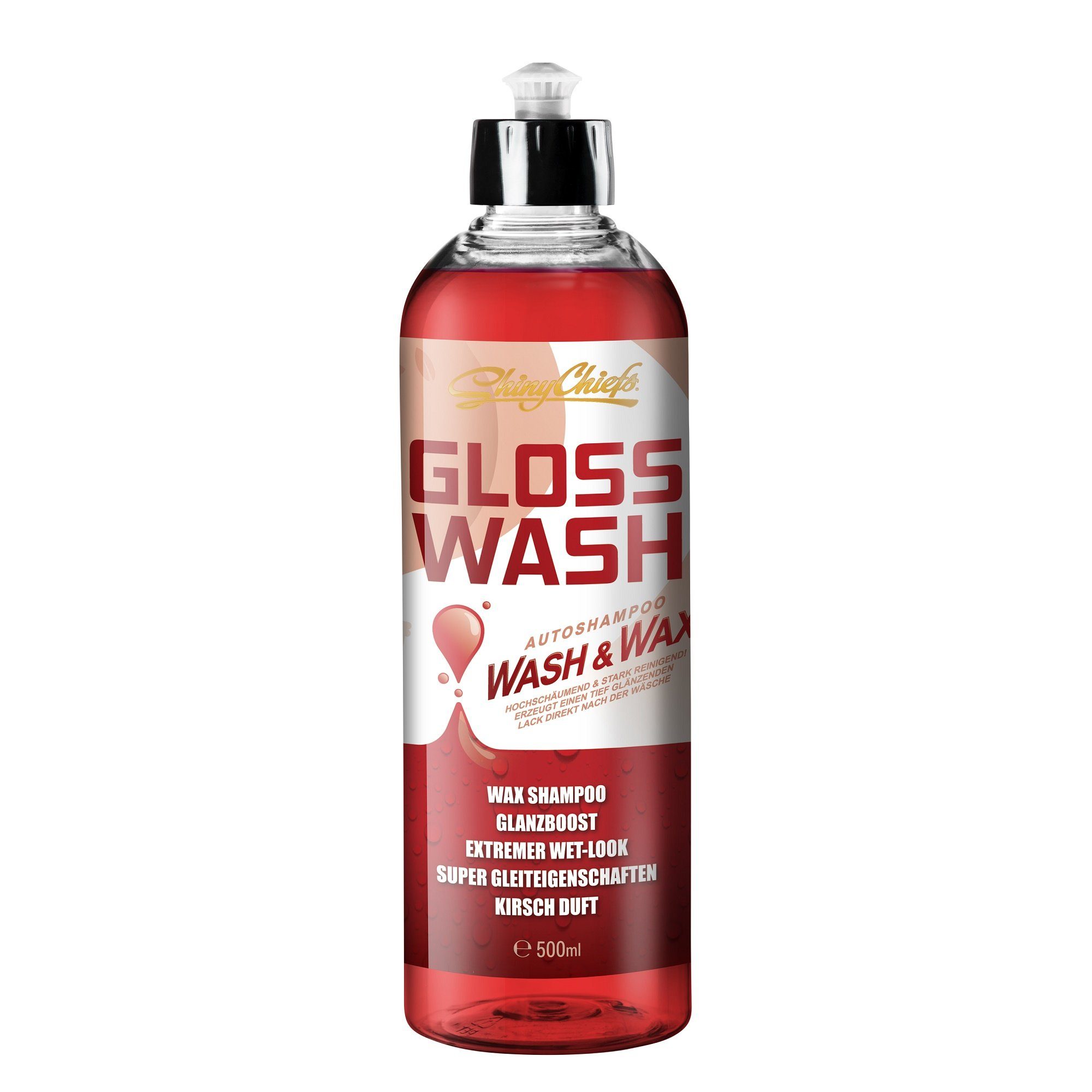 ShinyChiefs GLOSSWASH KIRSCHE - WASH & WAX 500ml mit Glanzverstärker Autoshampoo (1-St)